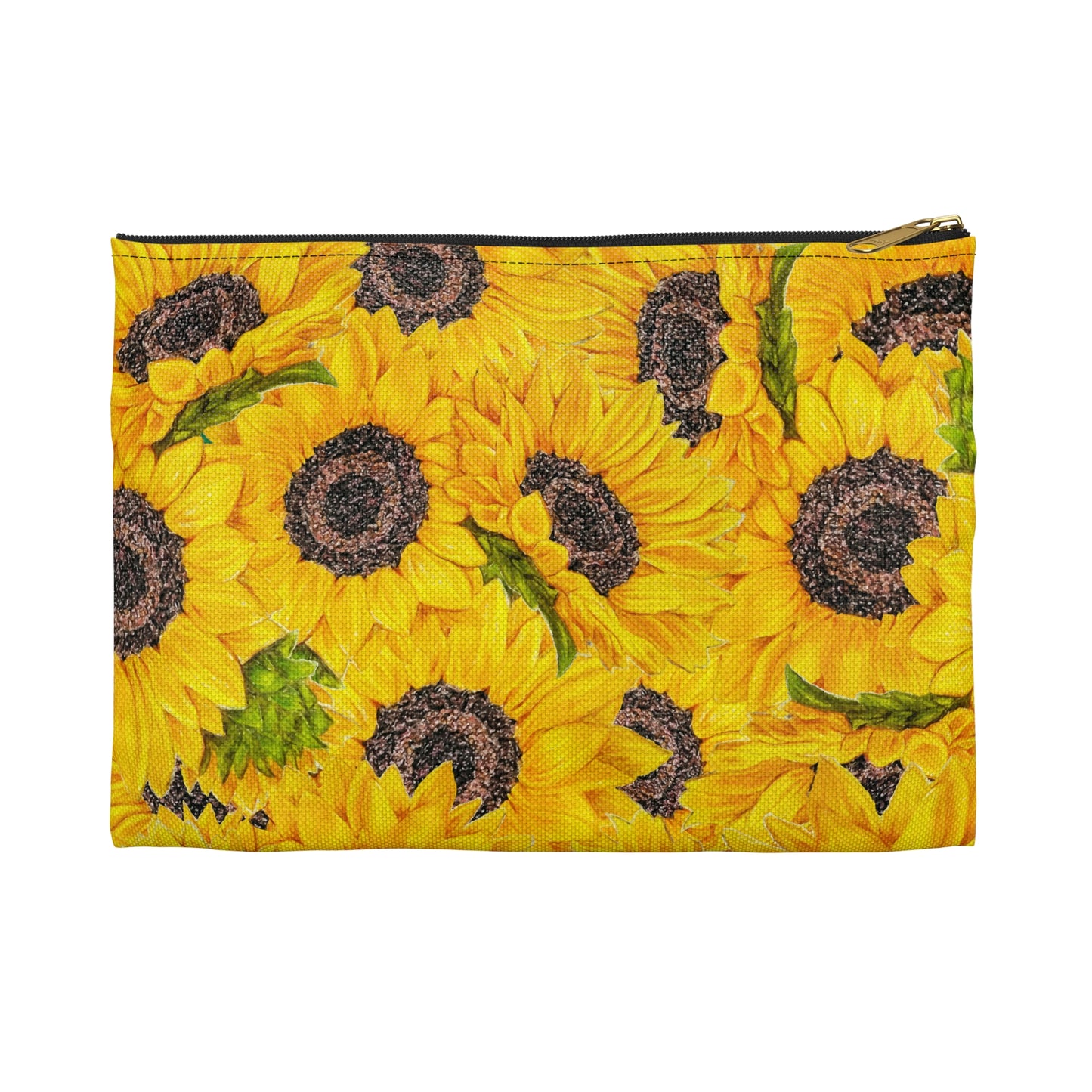 Accessory Pouch, Sunflower Theme, Oklahoma Wildflower, Yellow Floral, Sunflower Art