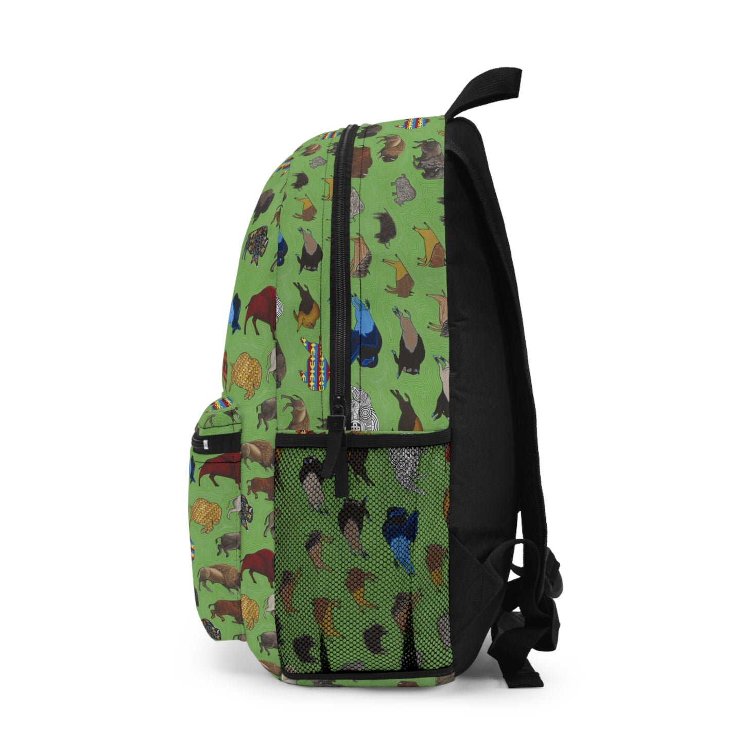 Backpack, Green, Bison Transition, Buffalo, Native American, Back to School, Camping, Hiking, Travel