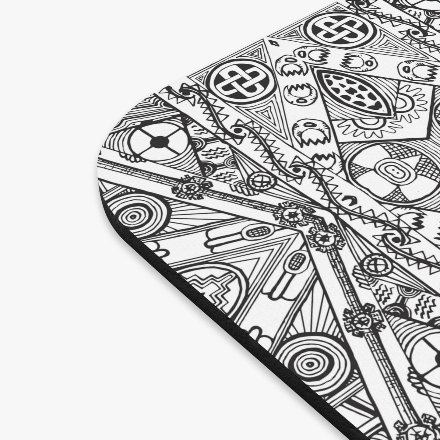 Mouse Pad (Rectangle) with Black and White Tribal Motif