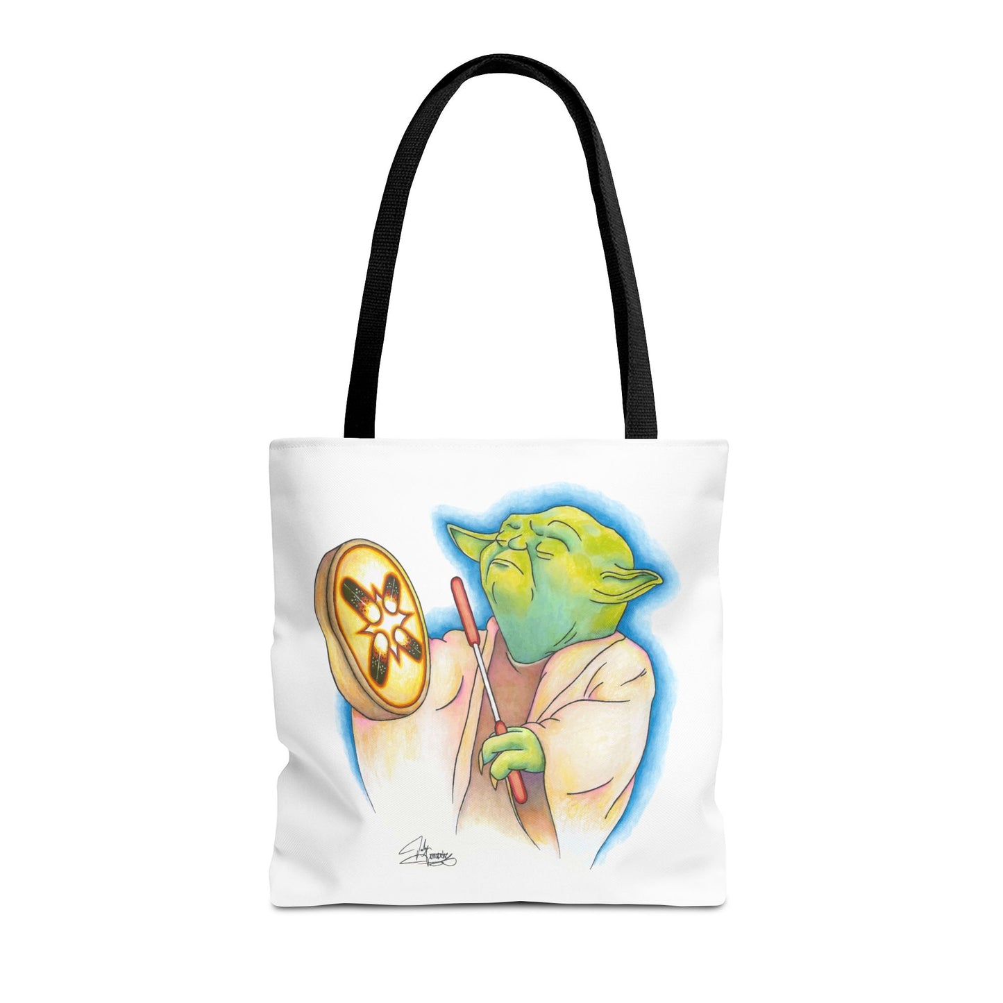 Tote Bag, Alien Playing Native Hand Drum, Native Pop Humor, Native American