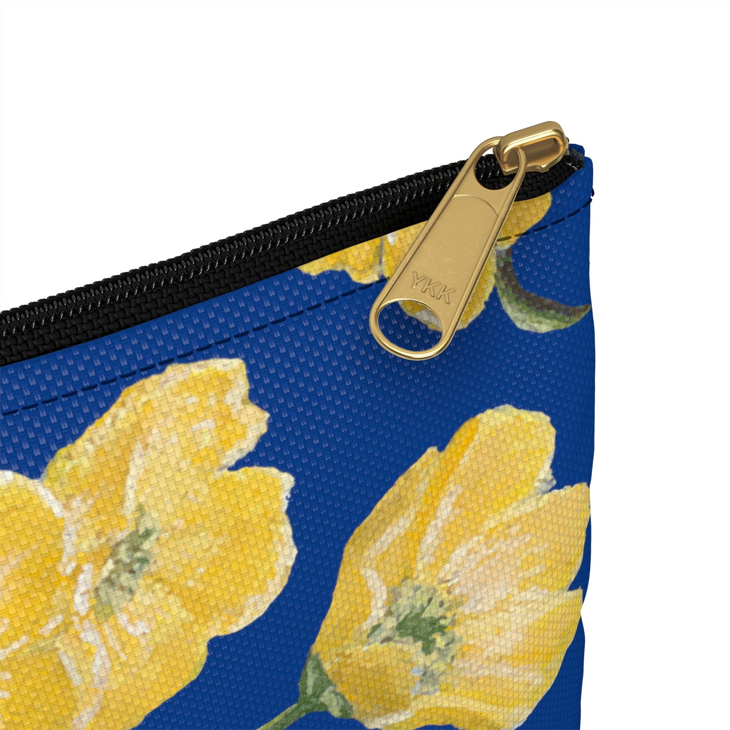 Accessory Pouch, Buttercups, Dark Blue Background, Oklahoma Wildflower, Yellow Floral