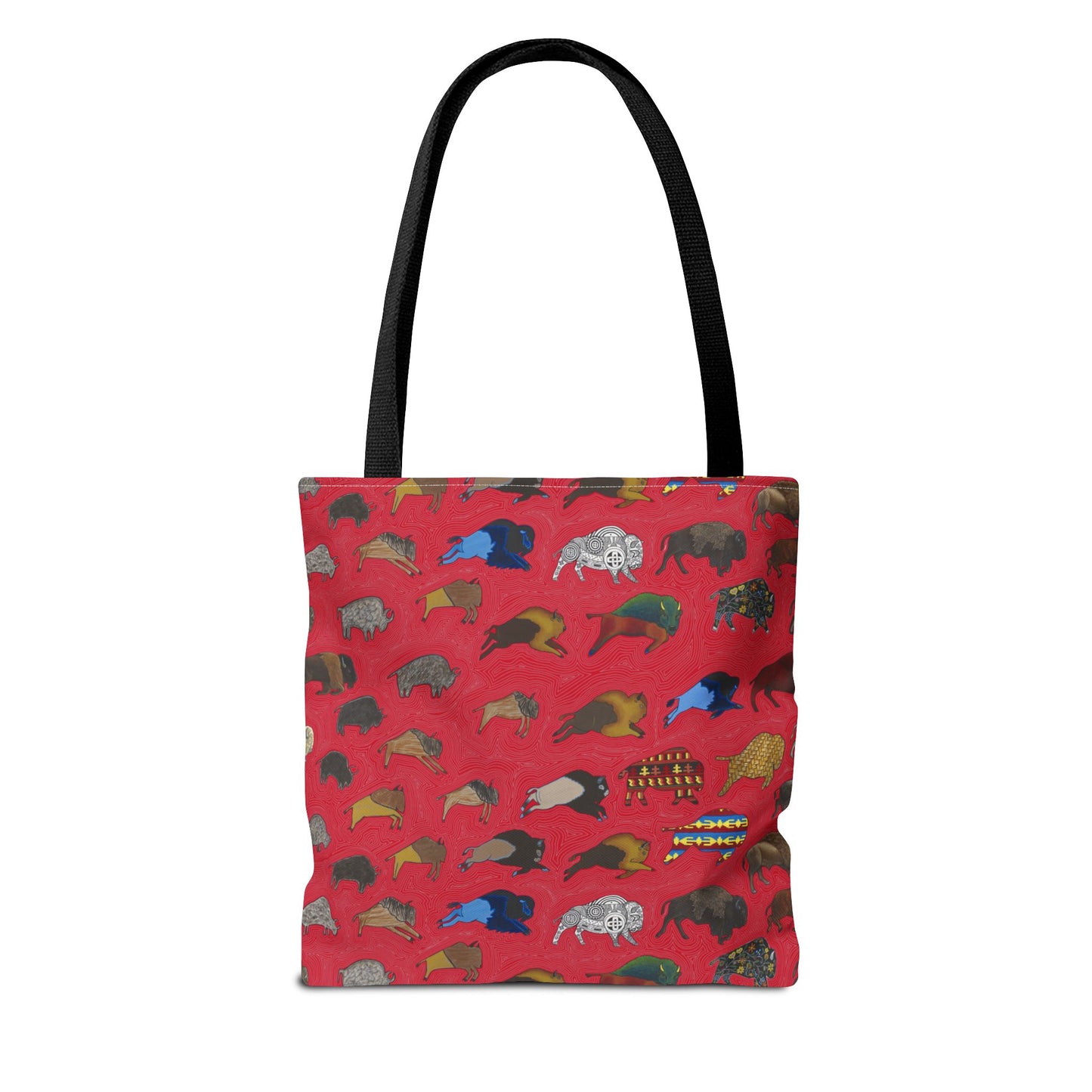 Tote Bag, Red, Bison Transition, Buffalo, Native American