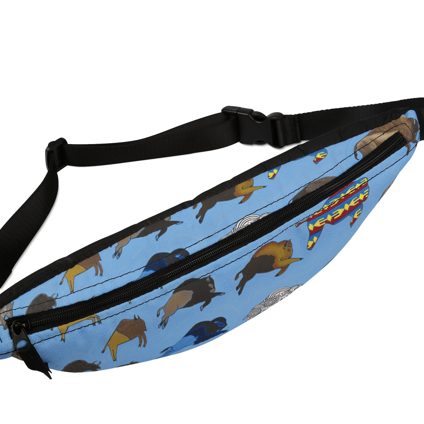 Fanny Pack, Blue, Bison Transition, Buffalo, Native American, Indigenous