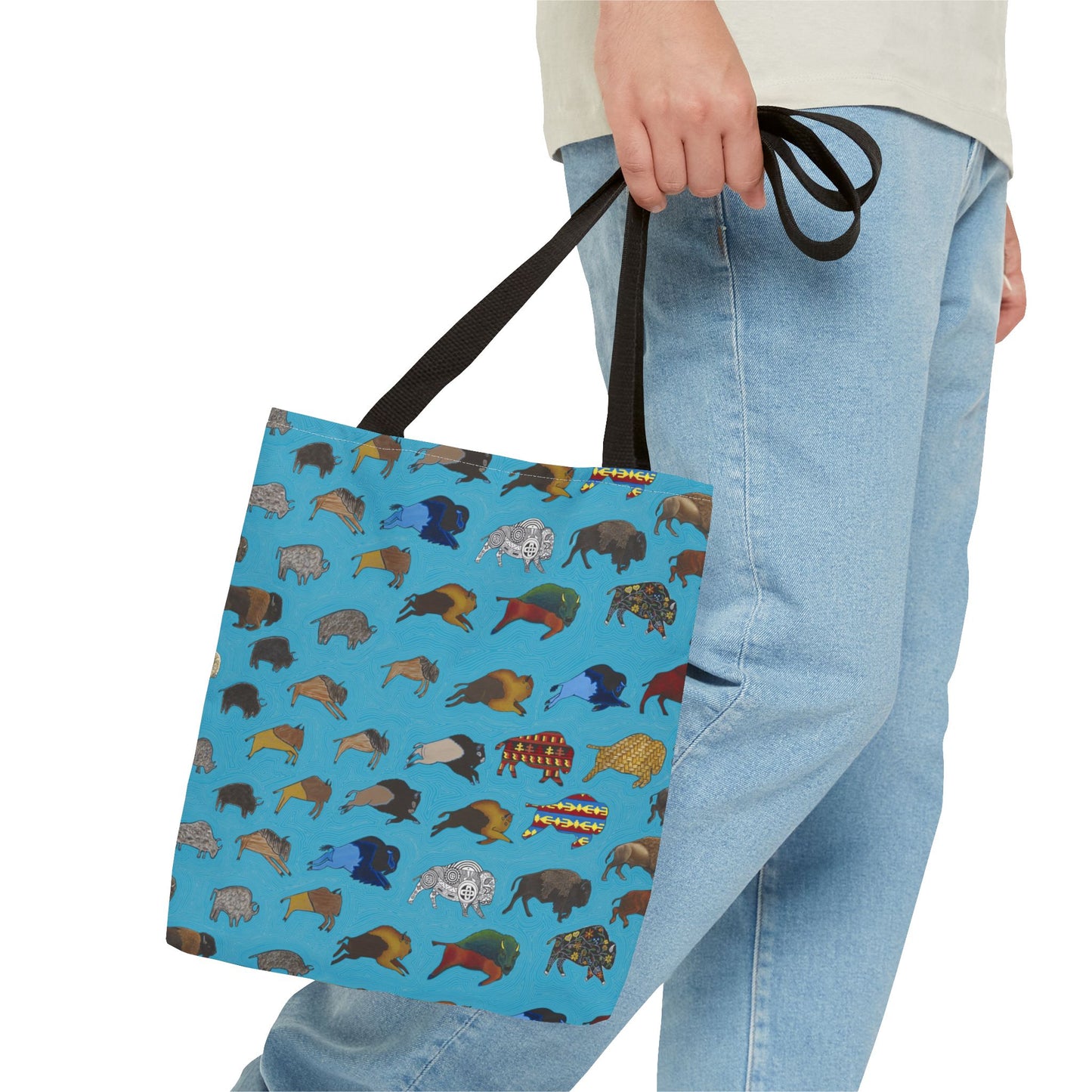 Tote Bag, Turquoise, Bison Transition, Buffalo, Native American