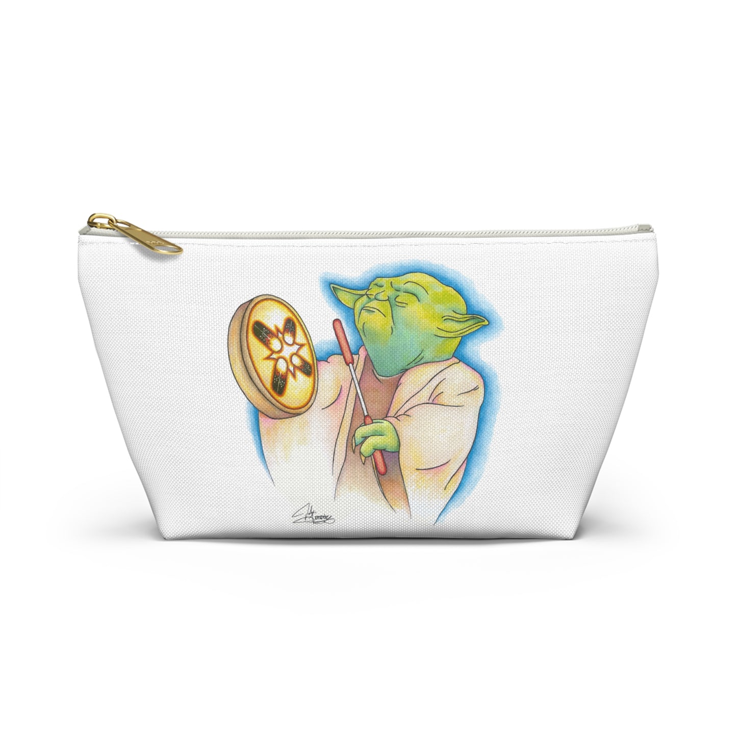 Accessory Pouch w T-bottom, Alien Playing Native Hand Drum, Native American, Native Humor, Pop Art