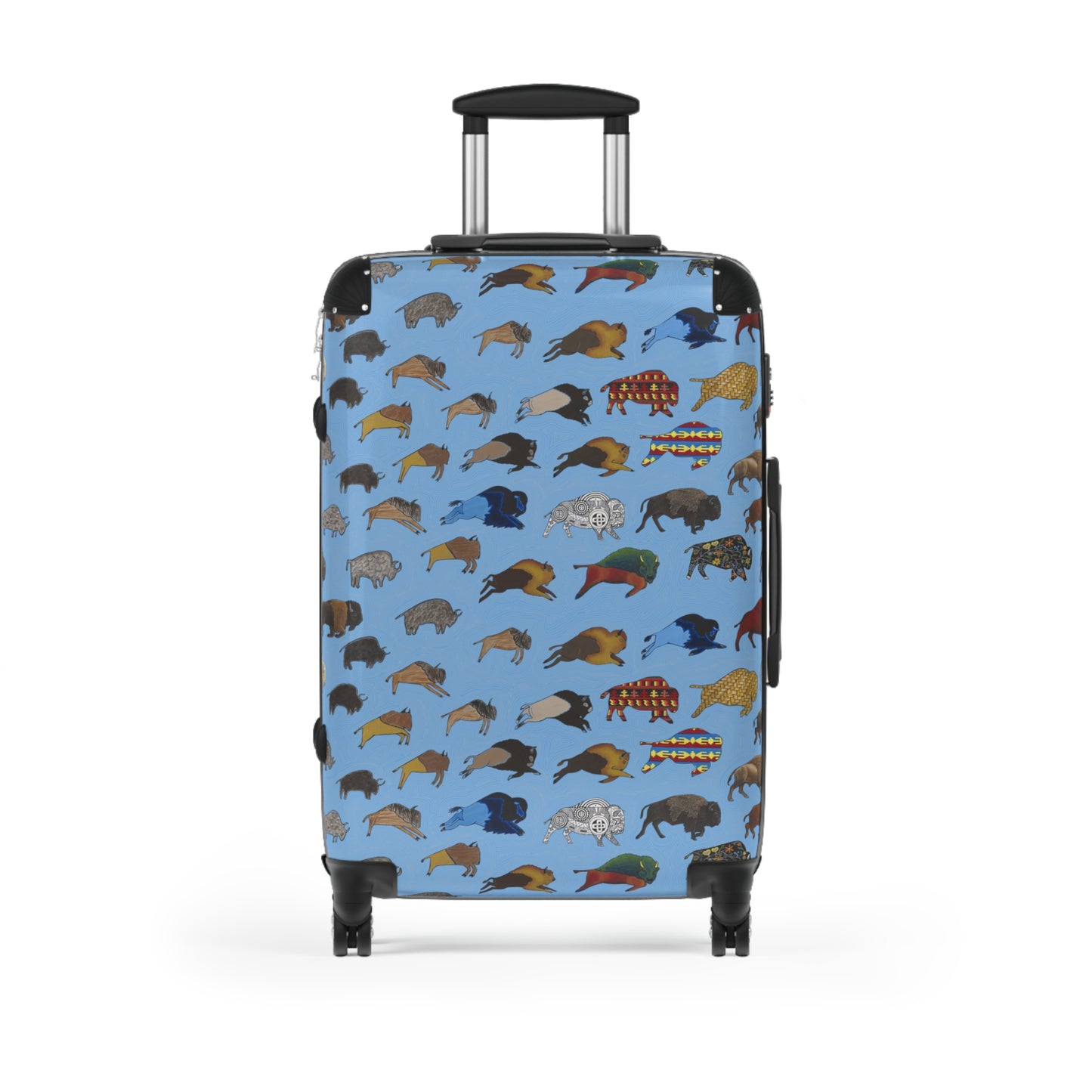 Suitcase, Light Blue, Bison Transition, Buffalo, Native American, Luggage, Carry On