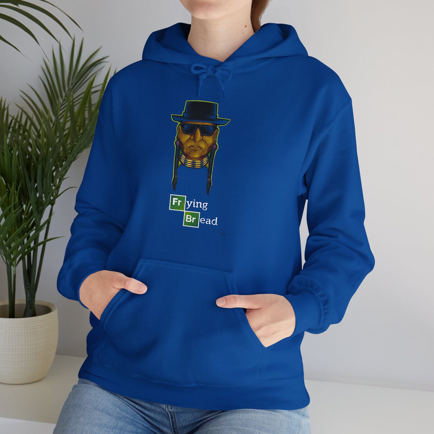 Unisex Heavy Blend™ Hooded Sweatshirt, Walter Red, Frying Bread, Native American, Pop Art, Native Humor