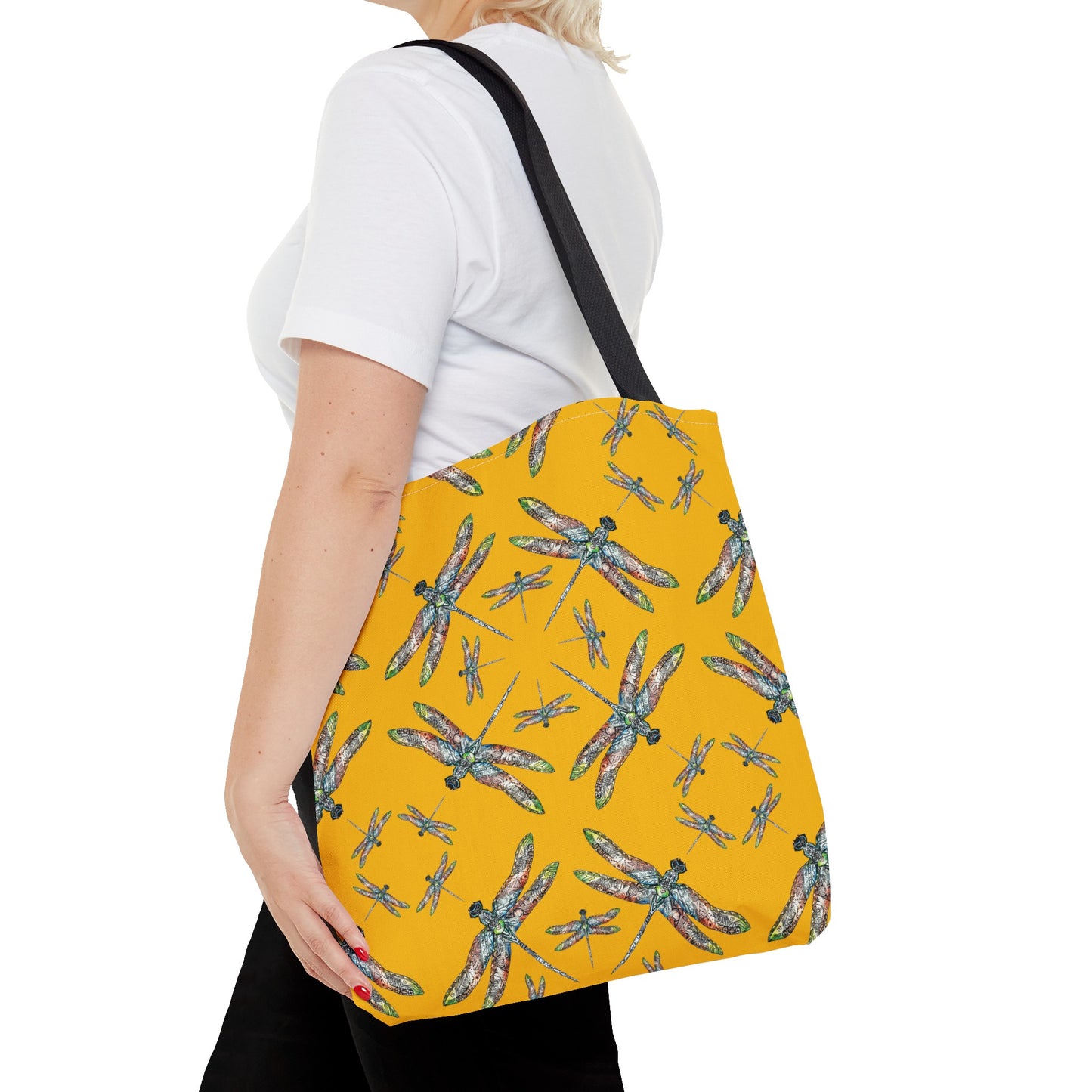 Dragonfly Tote Bag, Yellow, Shoulder bag, Powwow tote, Carry all