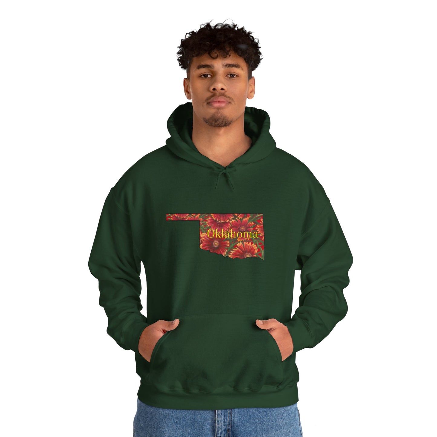 Unisex Heavy Blend™ Hooded Sweatshirt, Oklahoma, Indian Blanket, Oklahoma State Wildflowers
