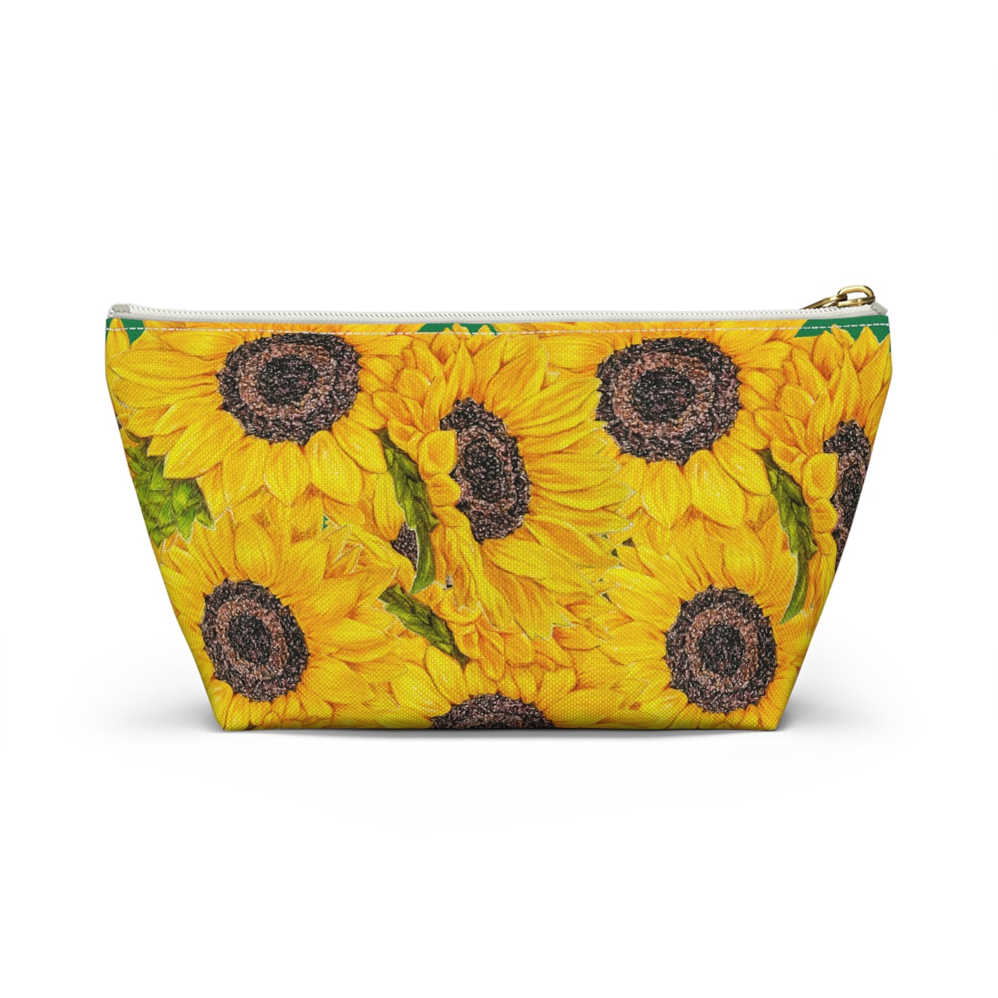 Accessory Pouch w T-bottom, Sunflower Theme, Oklahoma Wildflowers, Yellow Floral, Sunflower Art