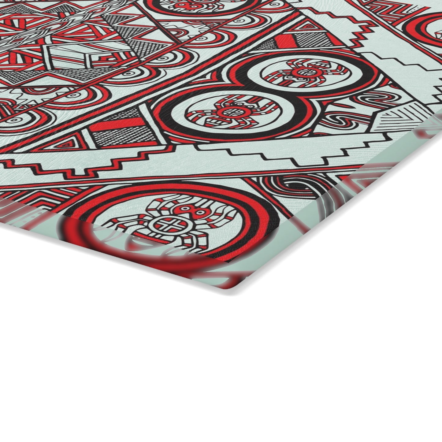 Glass Cutting Board, Kitchen Accessory, SouthEast Spider Motif, Grandmother Spider, Native Design, Ancient Tribal Mound Symbols