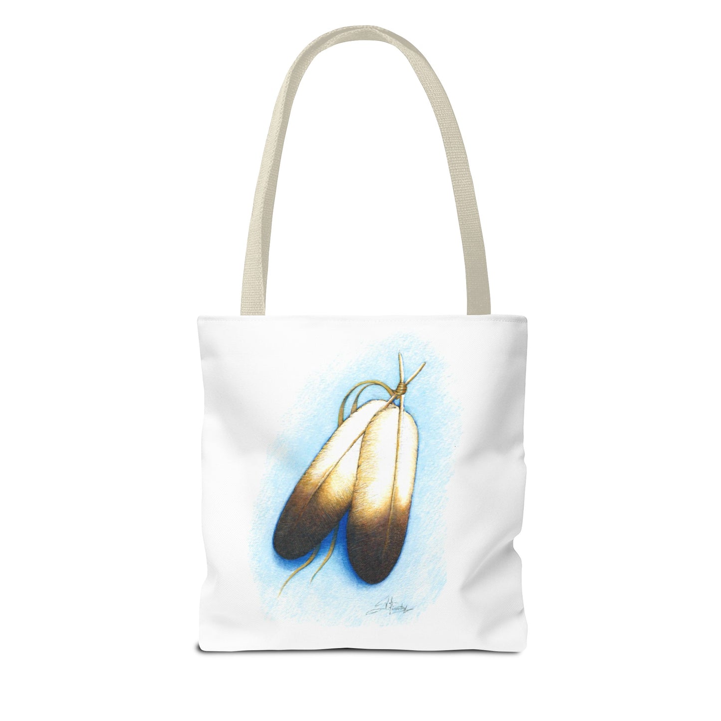 Double Feather Tote Bag, Native American design, book bag, powwow tote bag