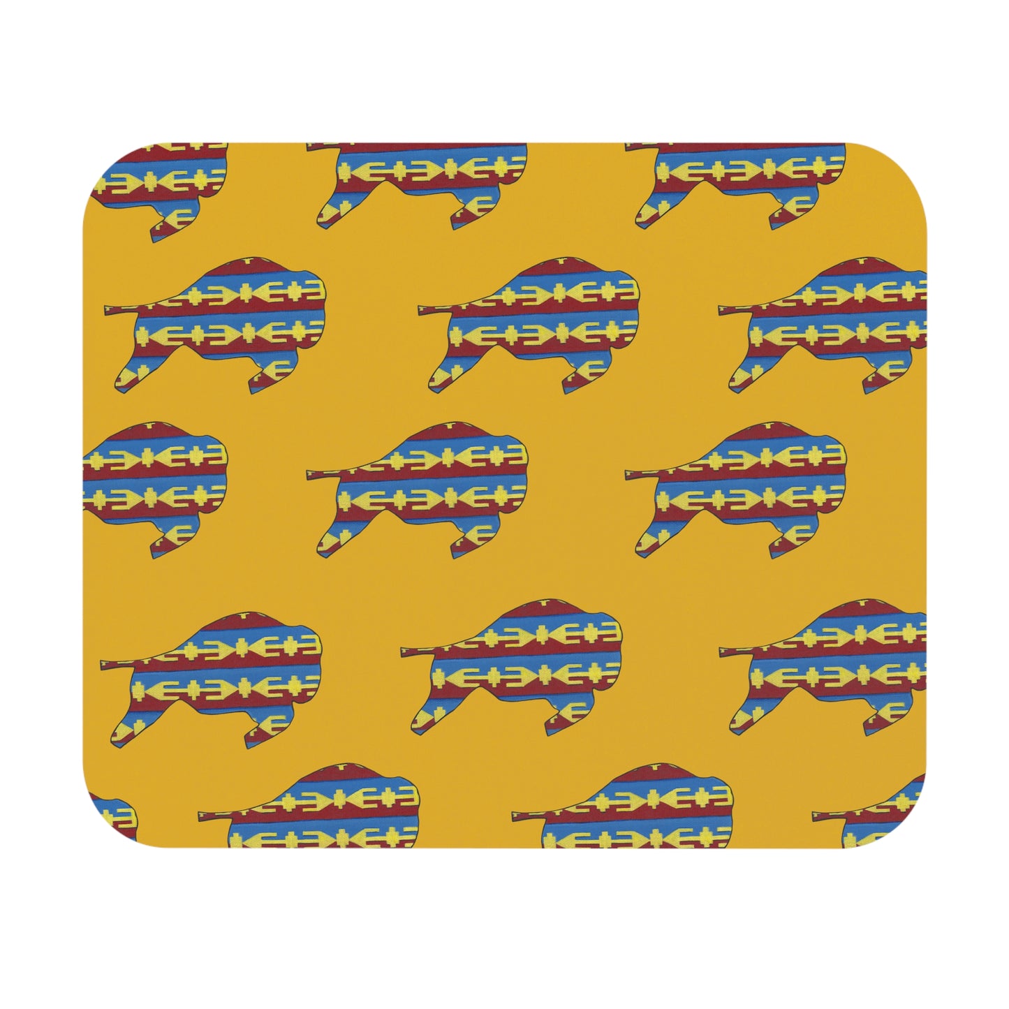 Mouse Pad (Rectangle), Yellow, Osage Design, Bison, Native American