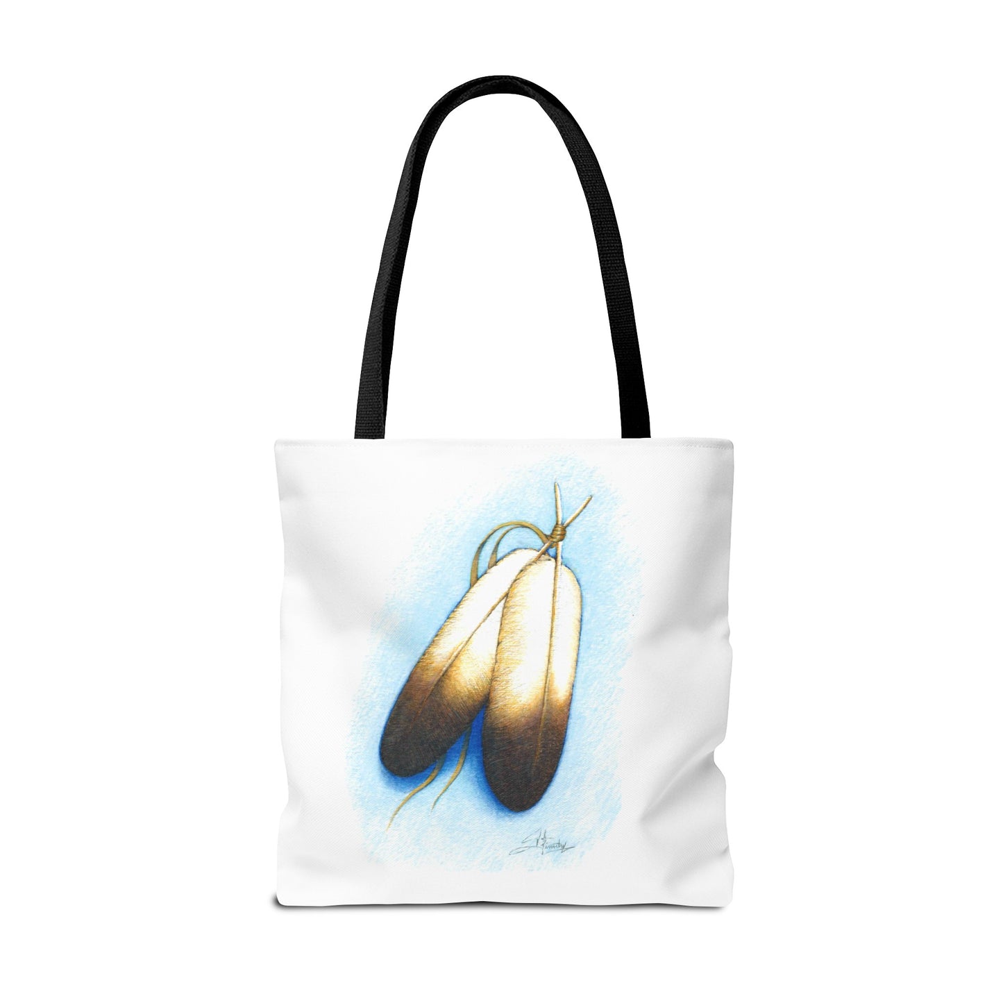 Double Feather Tote Bag, Native American design, book bag, powwow tote bag