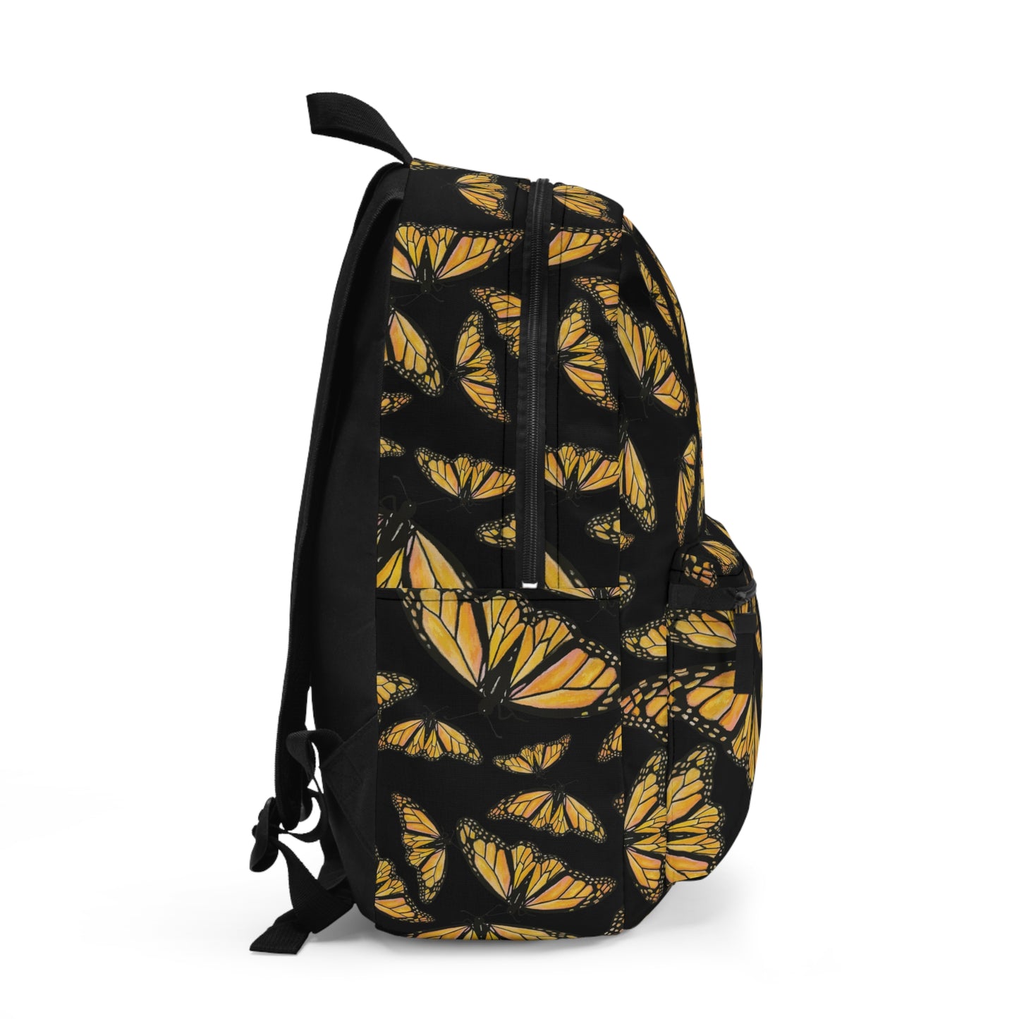 Butterfly Pattern on Black Backpack - Stylish and Unique Accessory for Nature Lovers