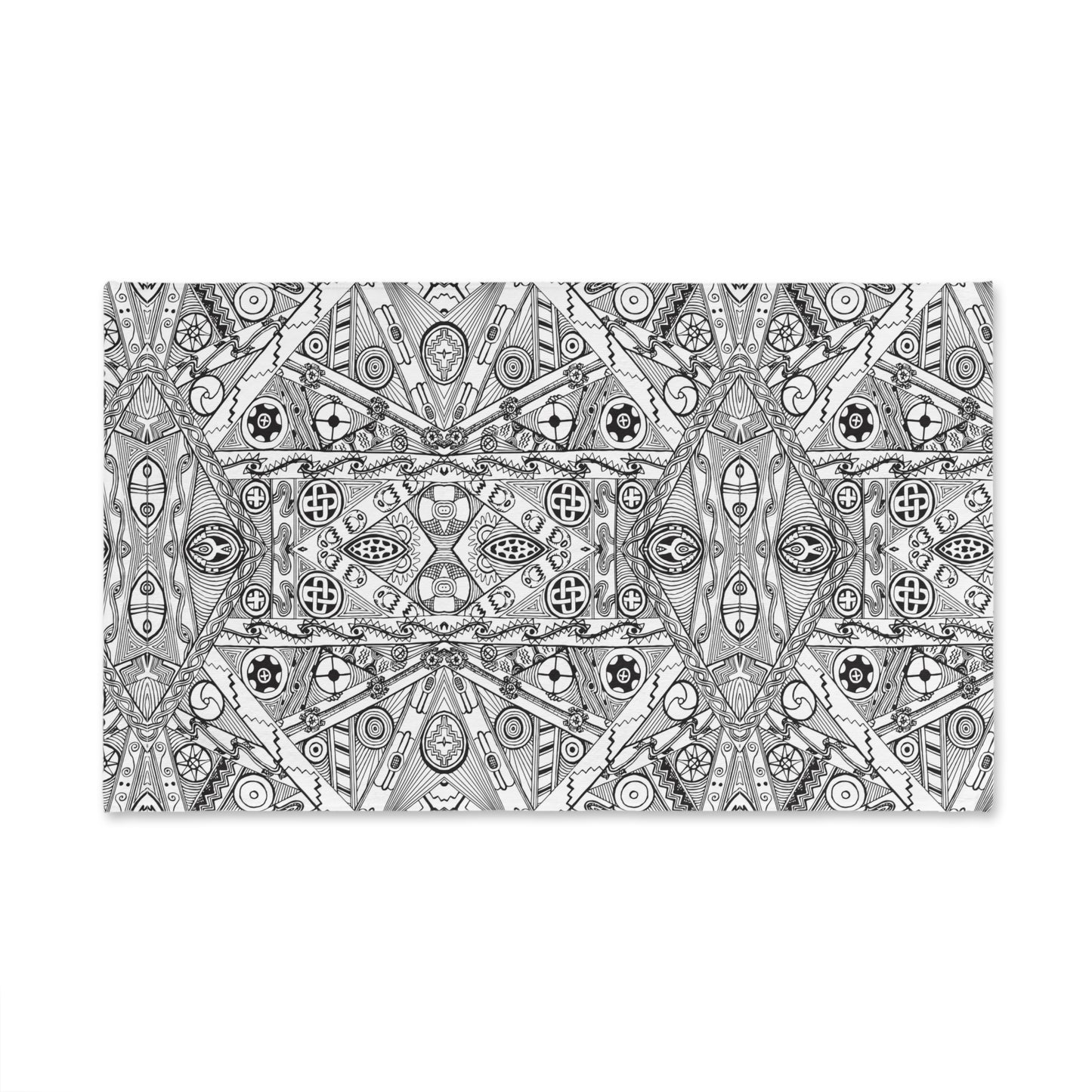 Kitchen Hand Towel Black and White Tribal Motif