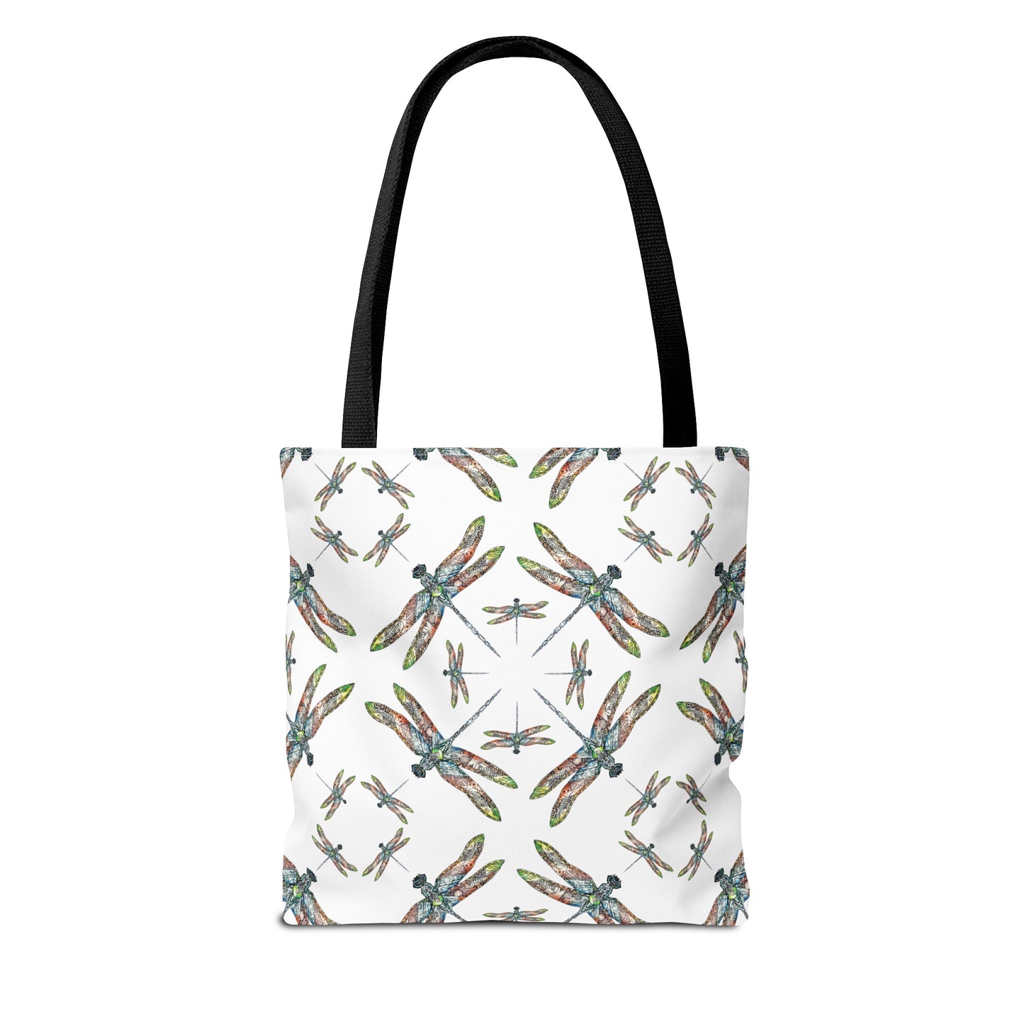 Dragonfly Tote Bag, White, Shoulder bag, Powwow tote, Carry all