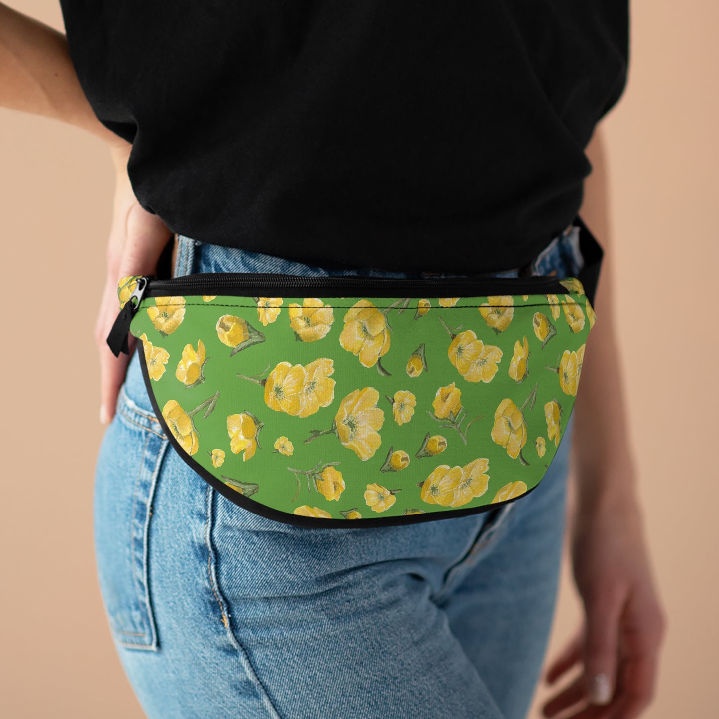 Fanny Pack, Green, Buttercups, Yellow Floral, Wildflower, Oklahoma