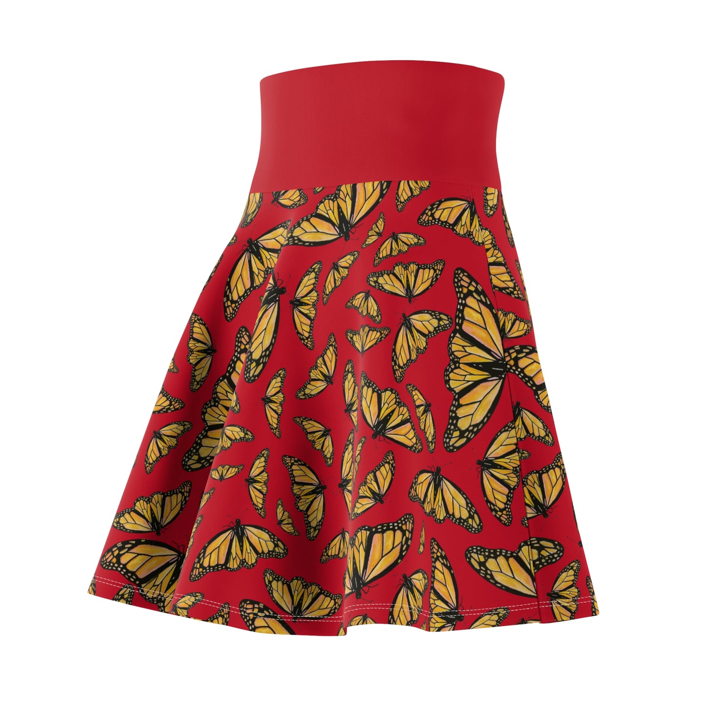 Women's Skater Skirt, Monarch, Red Background, Butterfly, Kamama