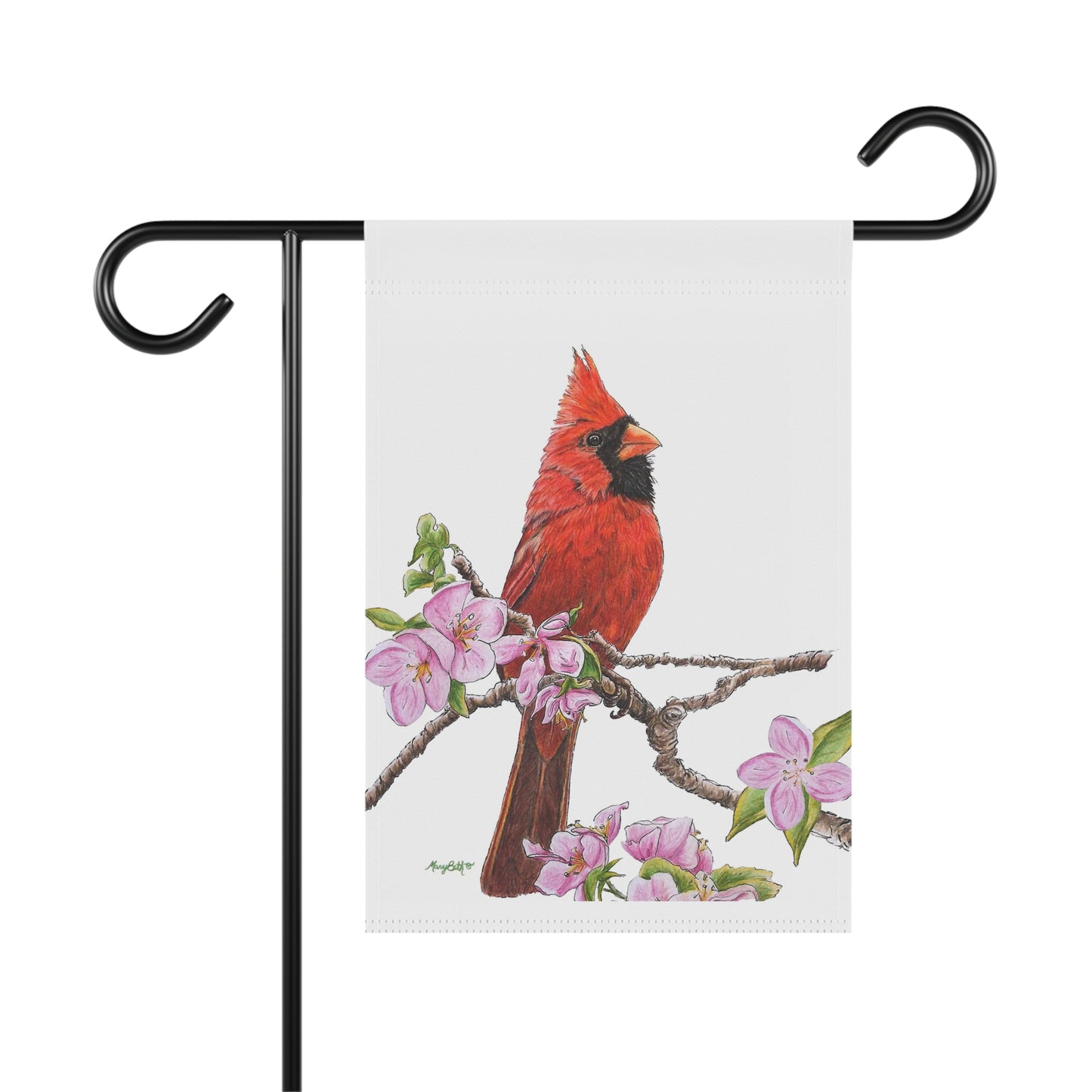 Garden & House Banner, Cardinal on Dogwood branch