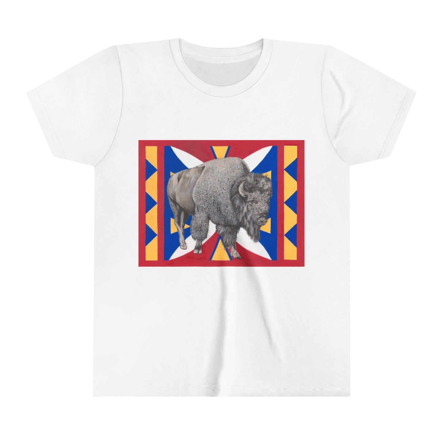 Youth Short Sleeve Tee, Bison on Parflech Design, Kid's t-shirt, Native Design,