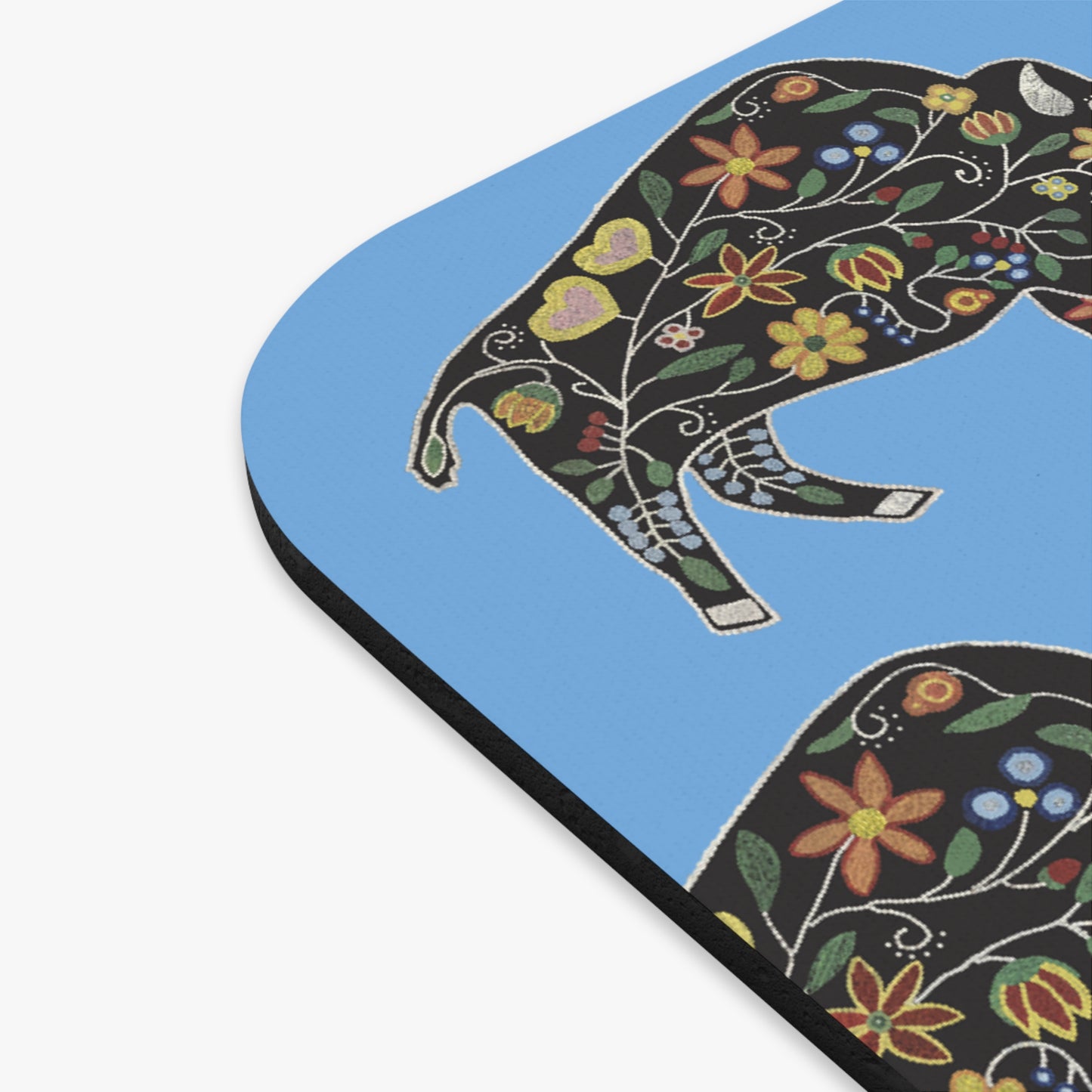 Mouse Pad, Blue, Floral Motif, Native American