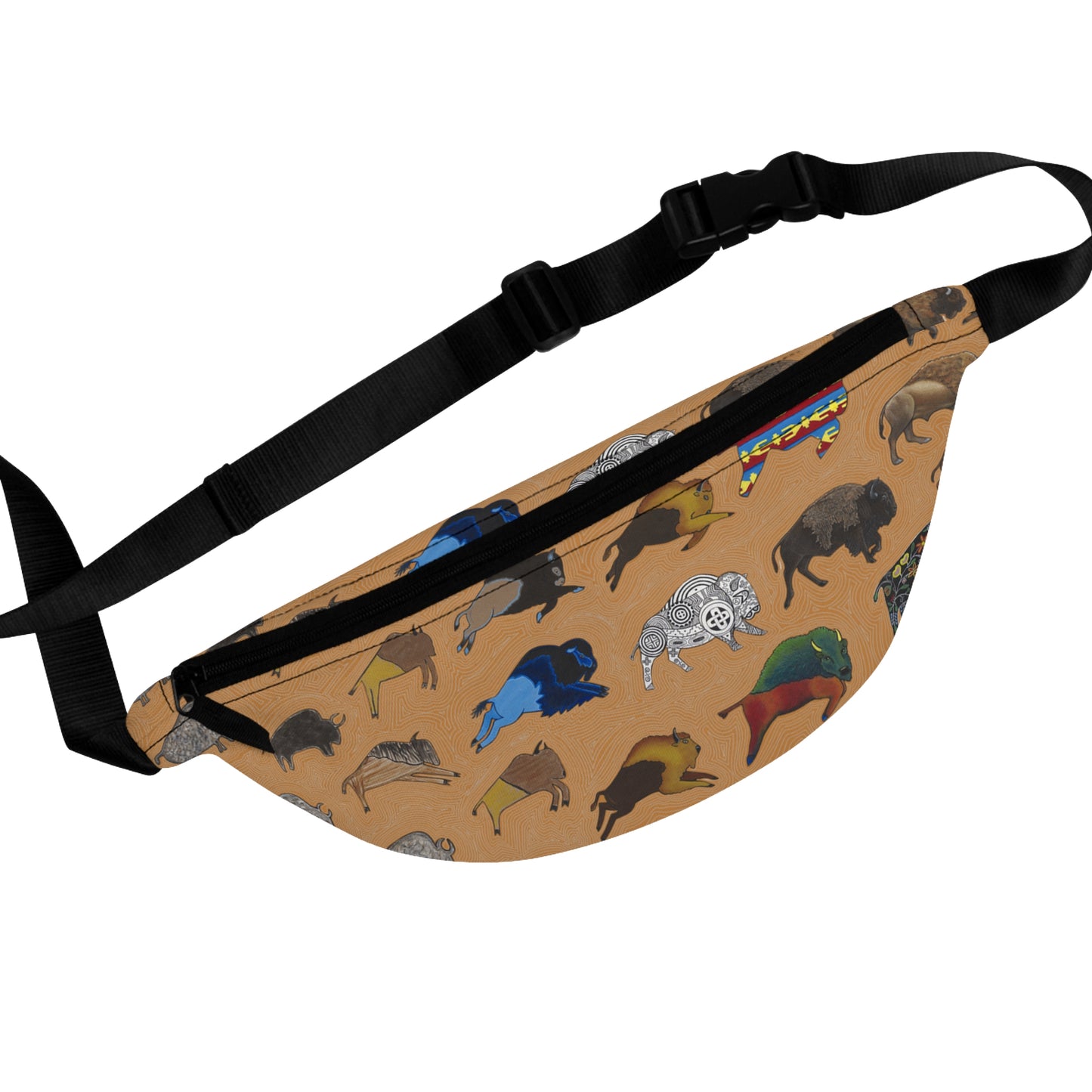 Fanny Pack, Brown, Bison Transition, Buffalo, Native American, Indigenous Design