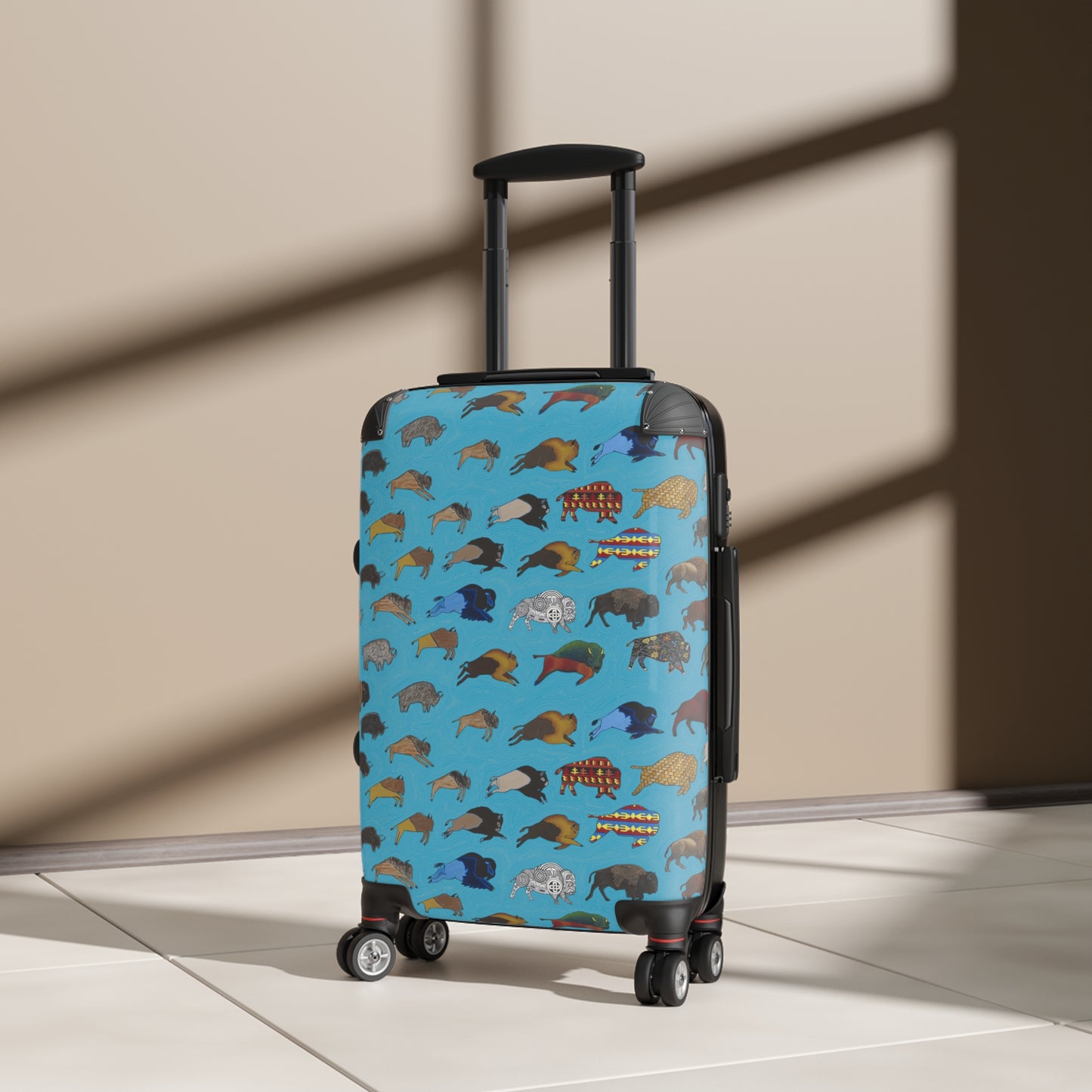 Suitcase, Turquoise Color, Bison Transition, Buffalo, Native American, Luggage, Carry On