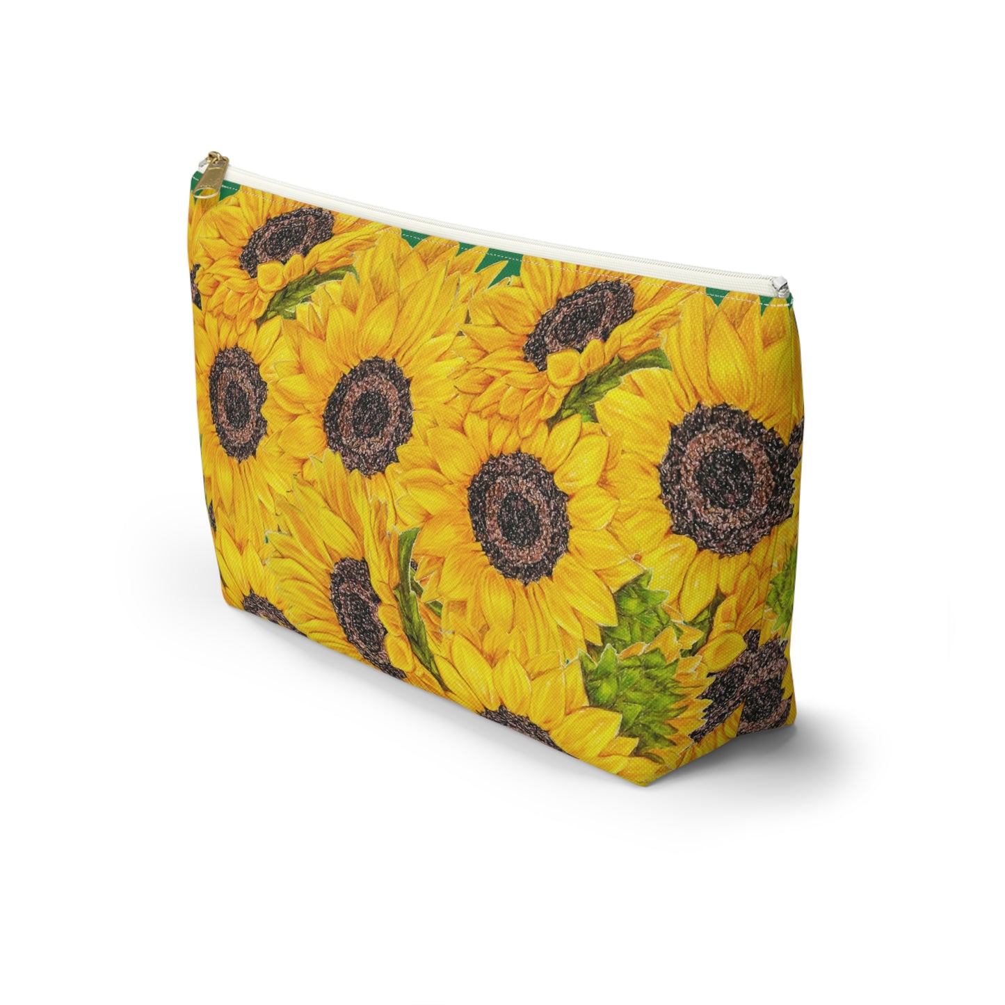 Accessory Pouch w T-bottom, Sunflower Theme, Oklahoma Wildflowers, Yellow Floral, Sunflower Art