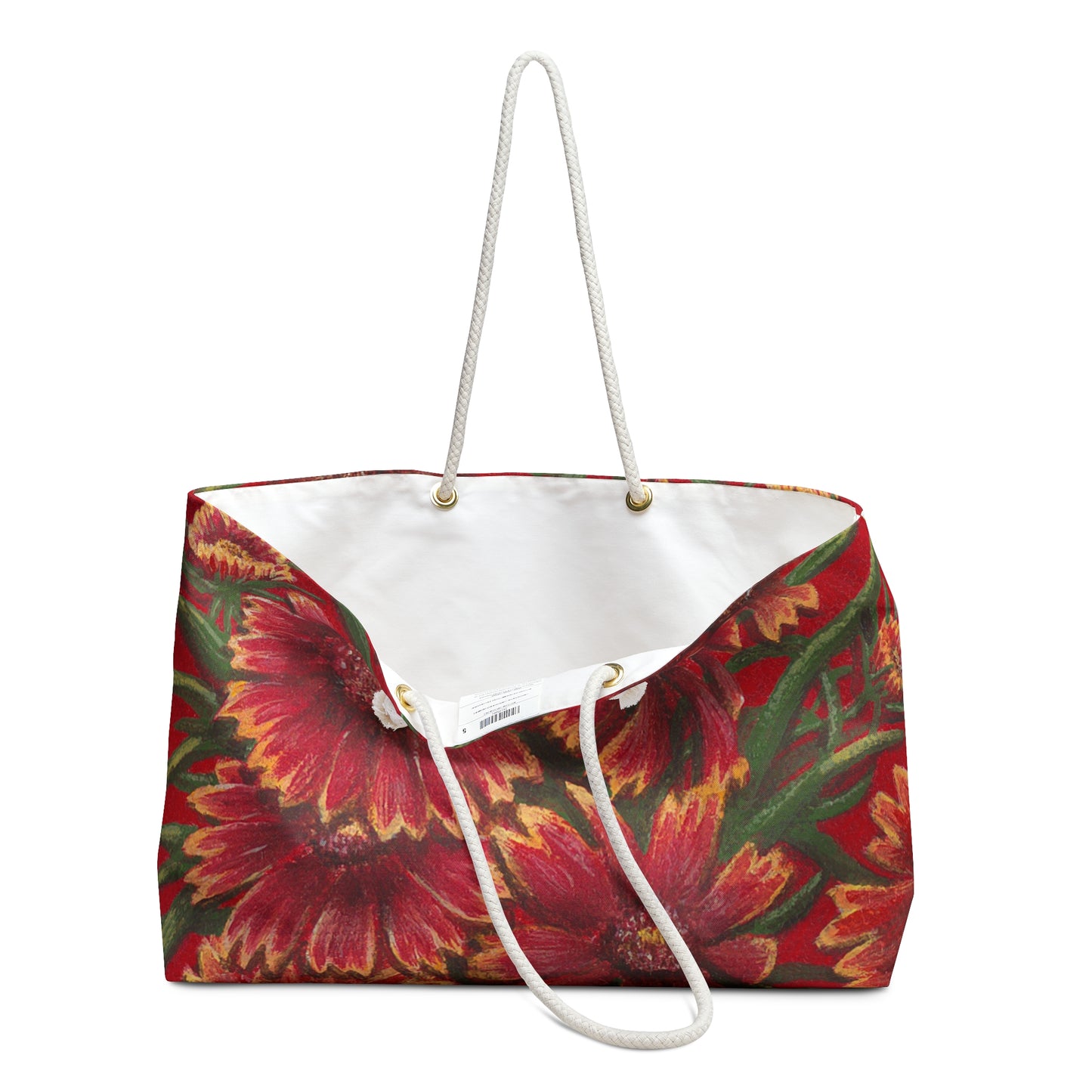 Weekender Bag, Indian Blanket, Oklahoma Wildflower, Red Floral