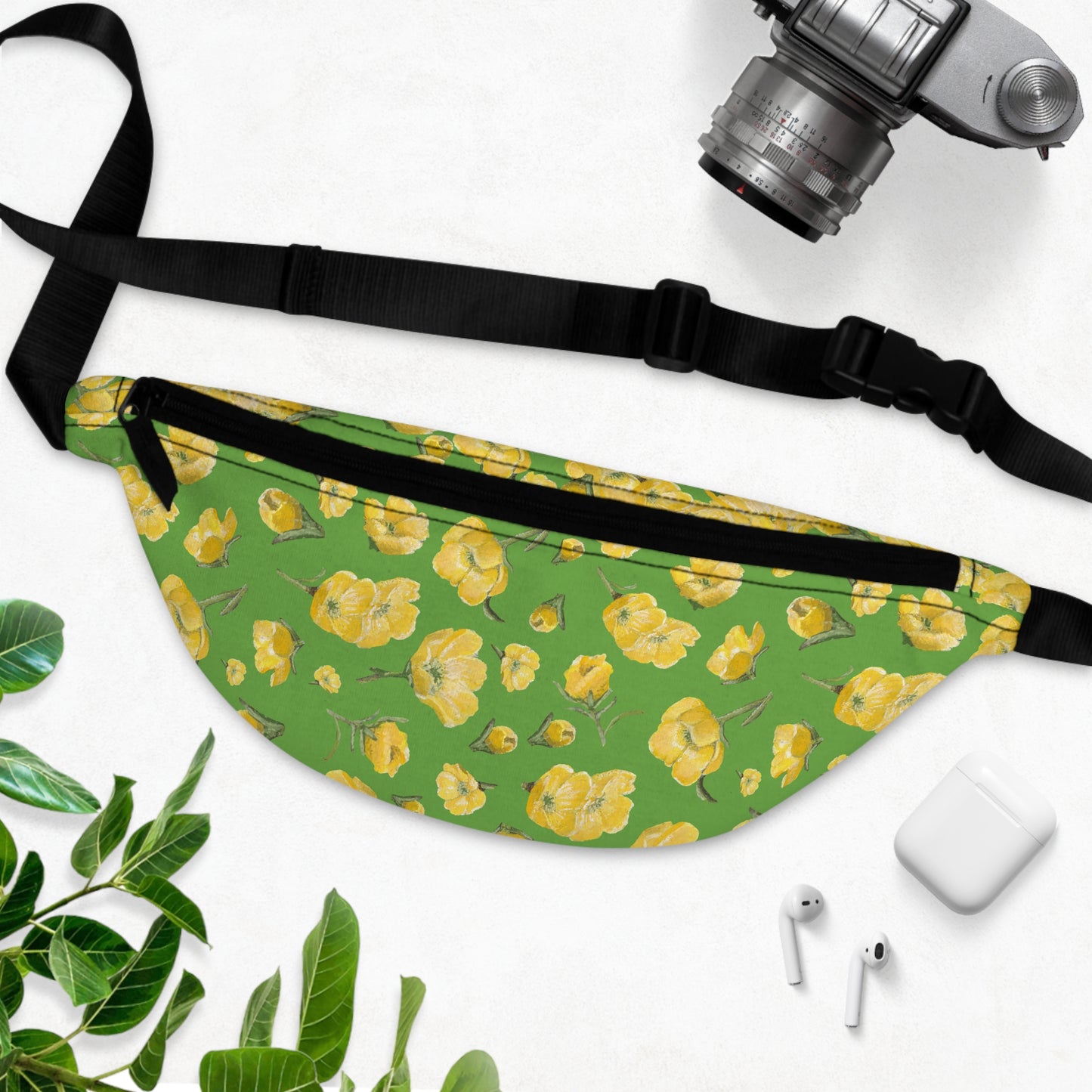 Fanny Pack, Green, Buttercups, Yellow Floral, Wildflower, Oklahoma