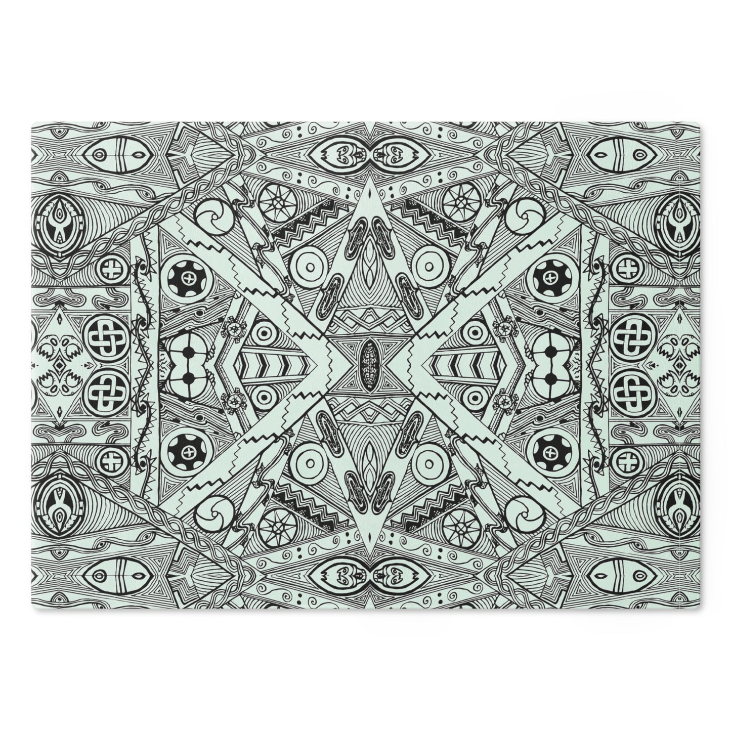 Cutting Board, Black and White Tribal Motif, Kitchen Accessory