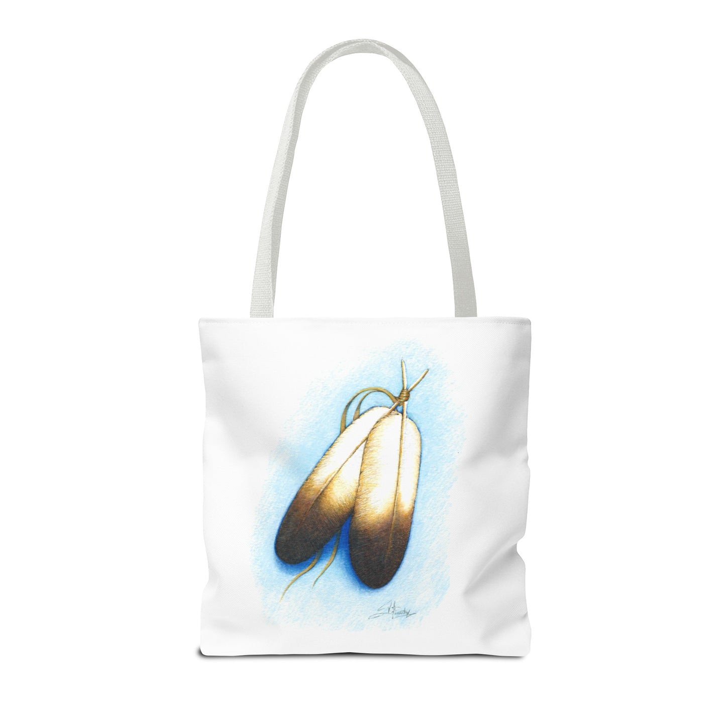 Double Feather Tote Bag, Native American design, book bag, powwow tote bag