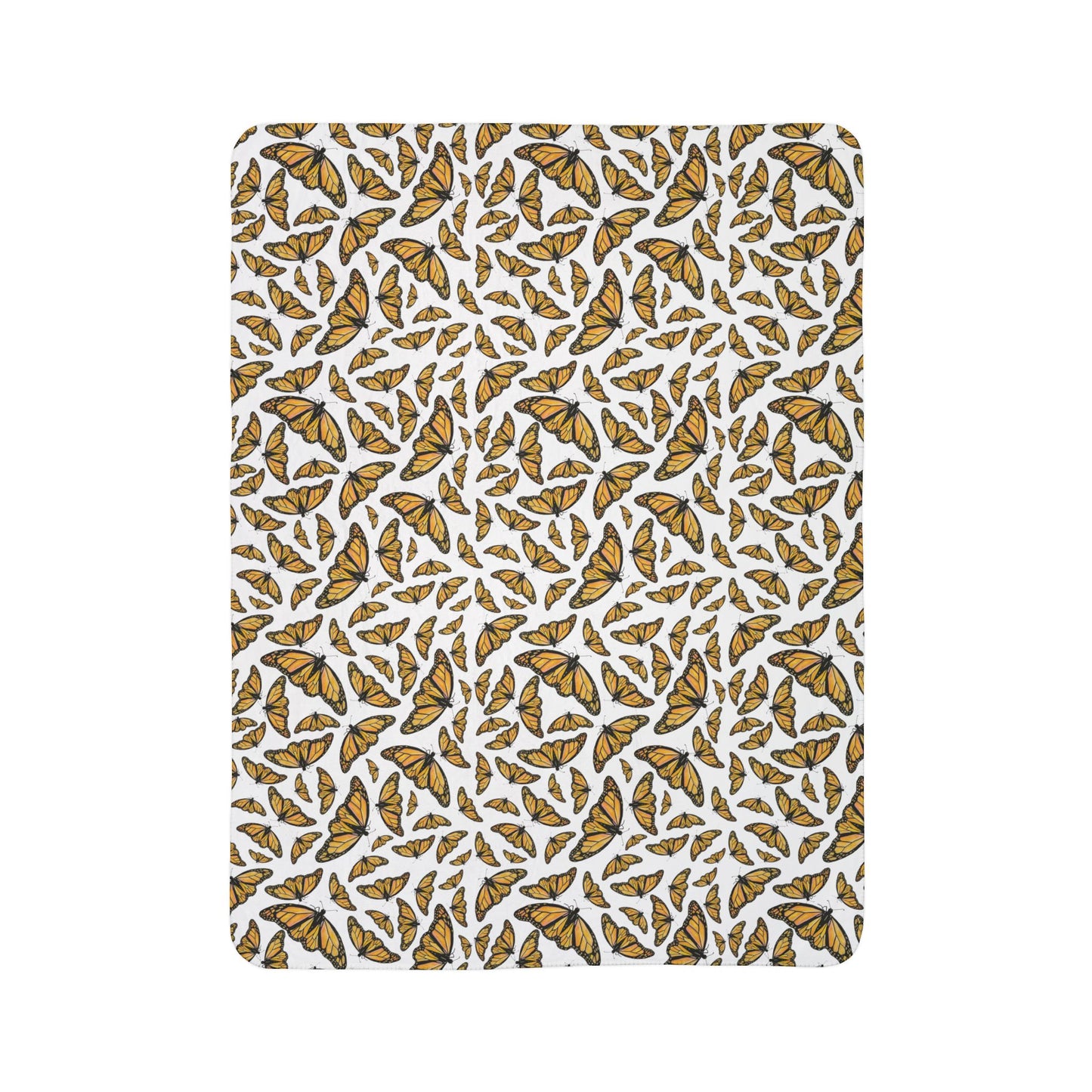 Fleece Sherpa Blanket, Monarchs, White background, Butterflies