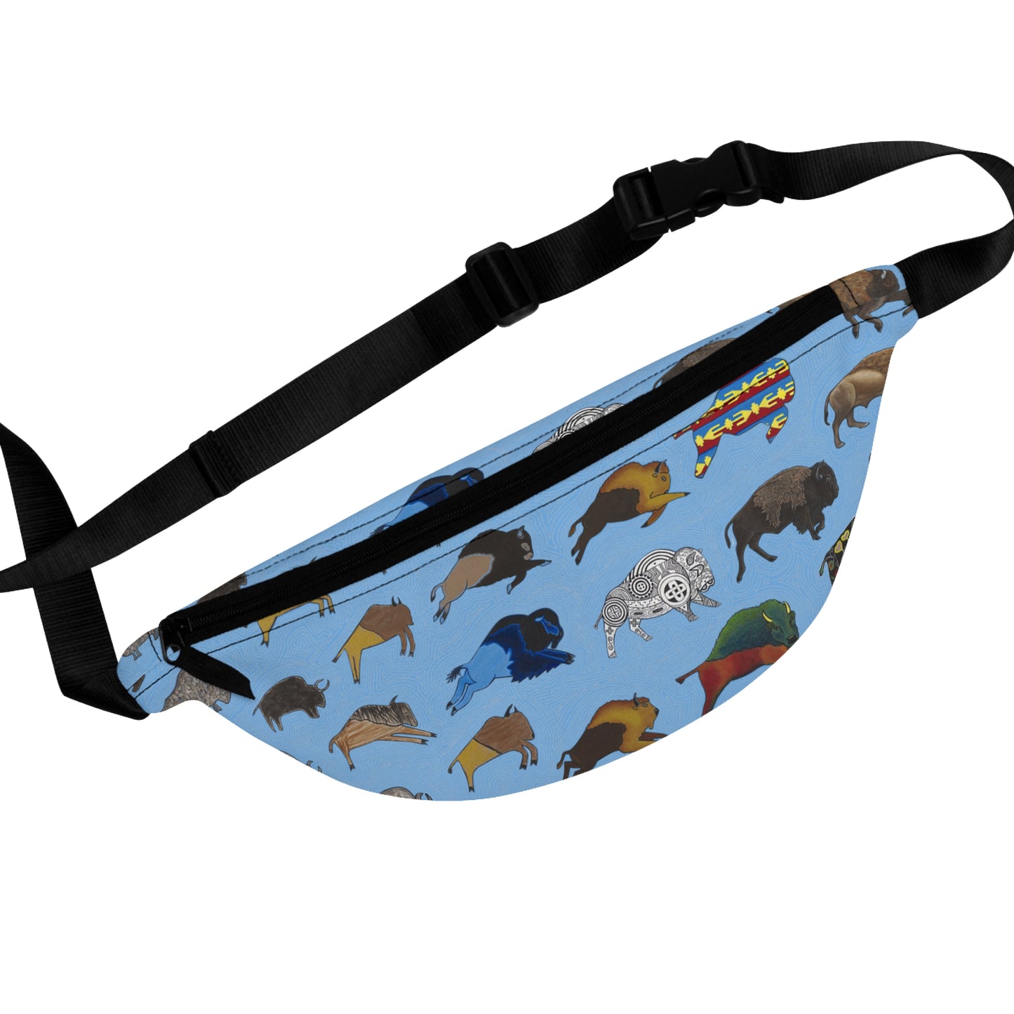 Fanny Pack, Blue, Bison Transition, Buffalo, Native American, Indigenous