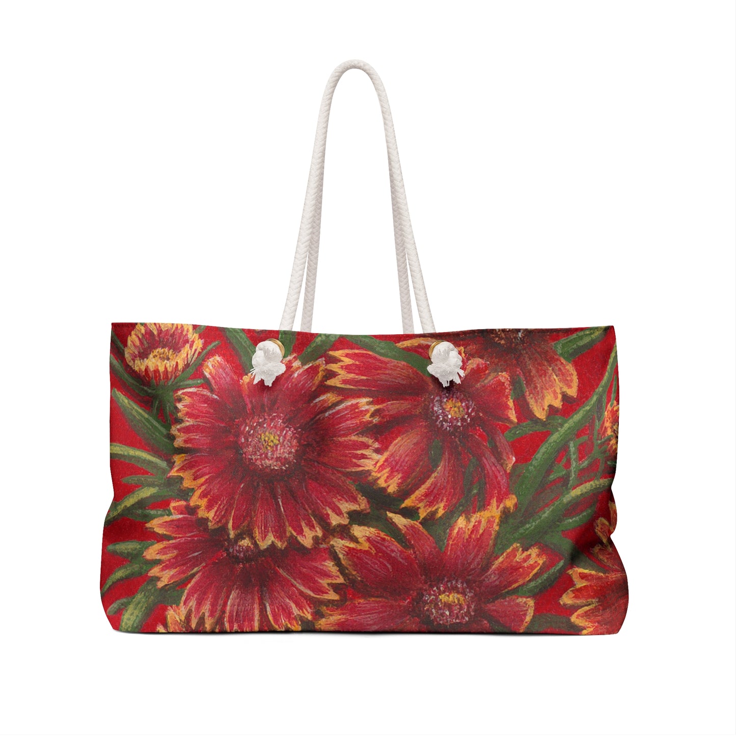 Weekender Bag, Indian Blanket, Oklahoma Wildflower, Red Floral