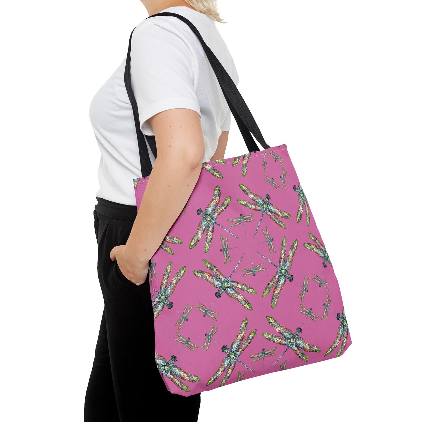Dragonfly Tote Bag, Pink, Native American Design, Shoulder bag, Powwow tote, Carry all