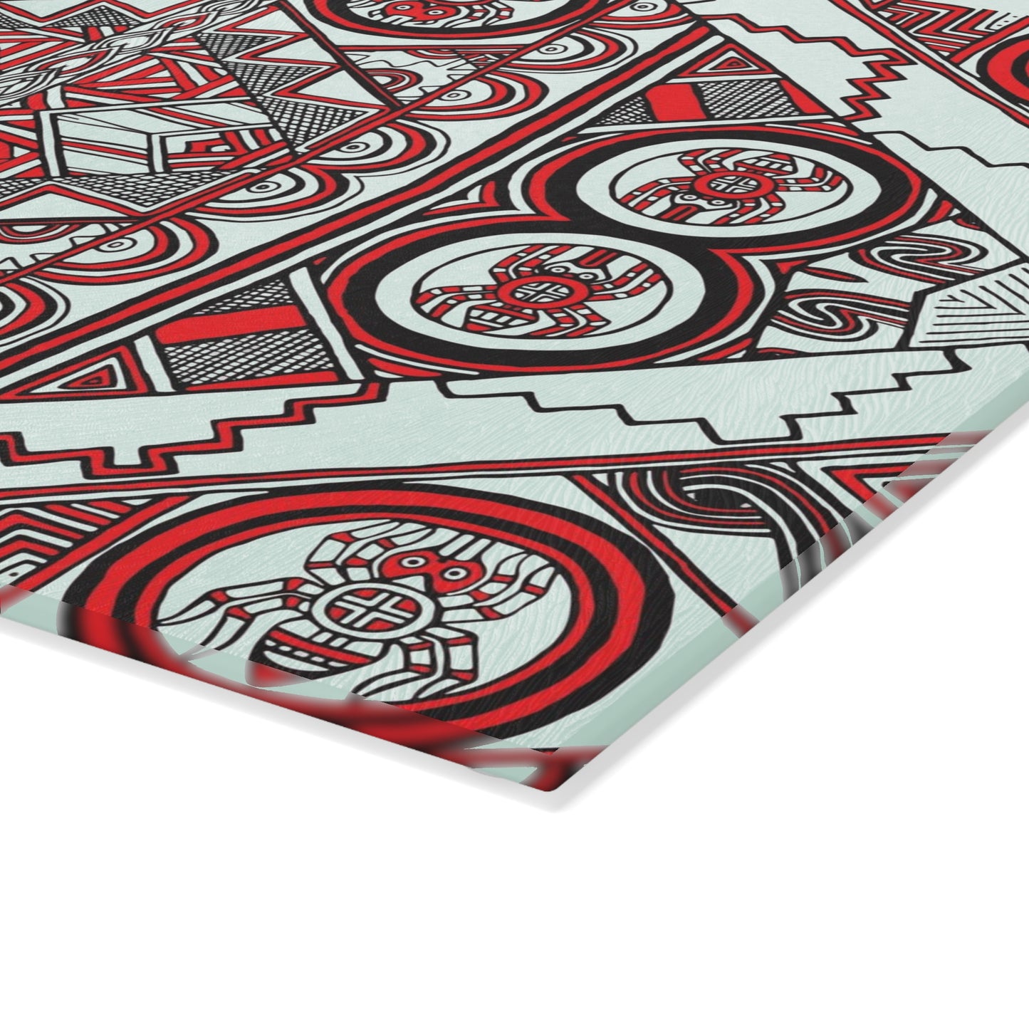 Glass Cutting Board, Kitchen Accessory, SouthEast Spider Motif, Grandmother Spider, Native Design, Ancient Tribal Mound Symbols