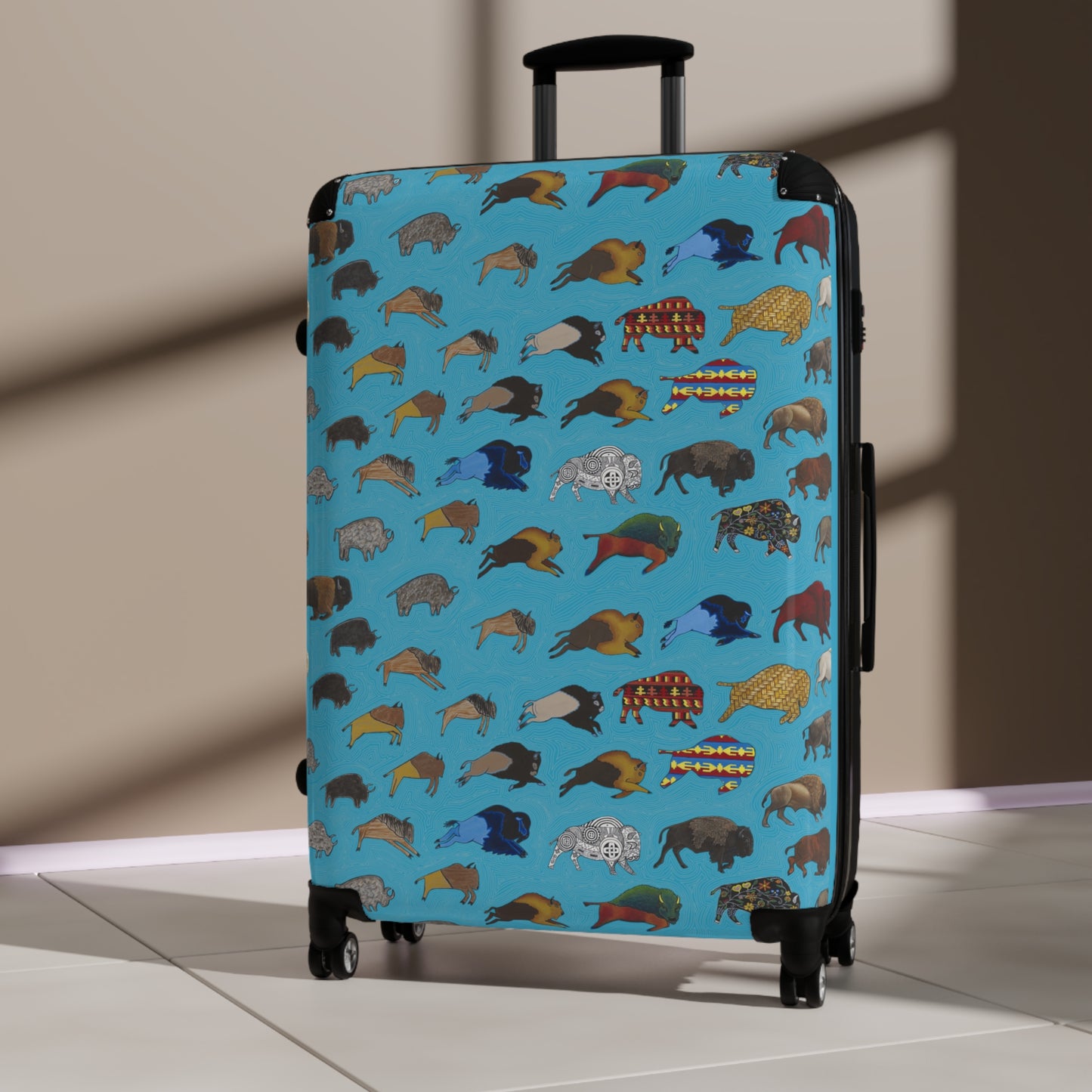 Suitcase, Turquoise Color, Bison Transition, Buffalo, Native American, Luggage, Carry On