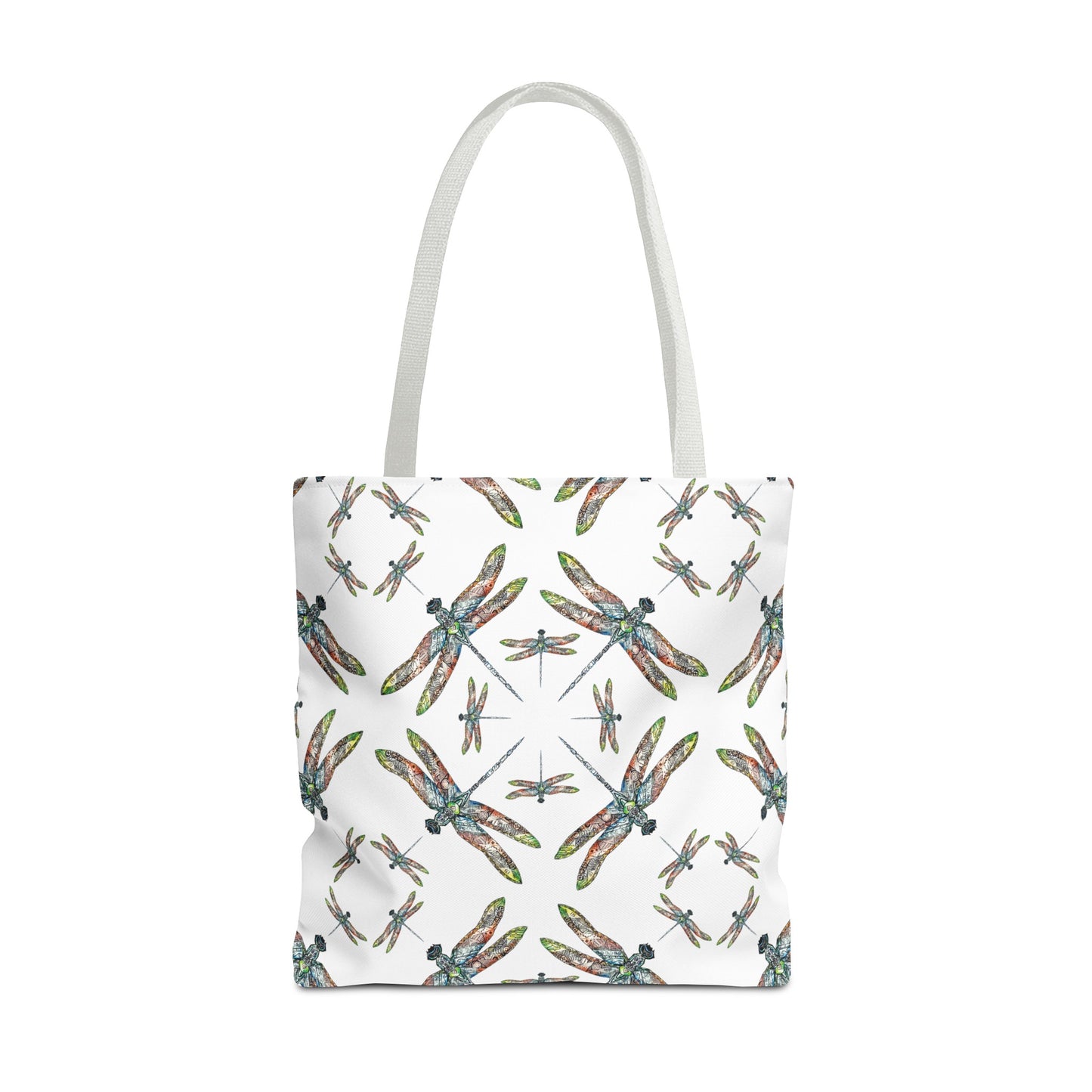 Dragonfly Tote Bag, White, Shoulder bag, Powwow tote, Carry all