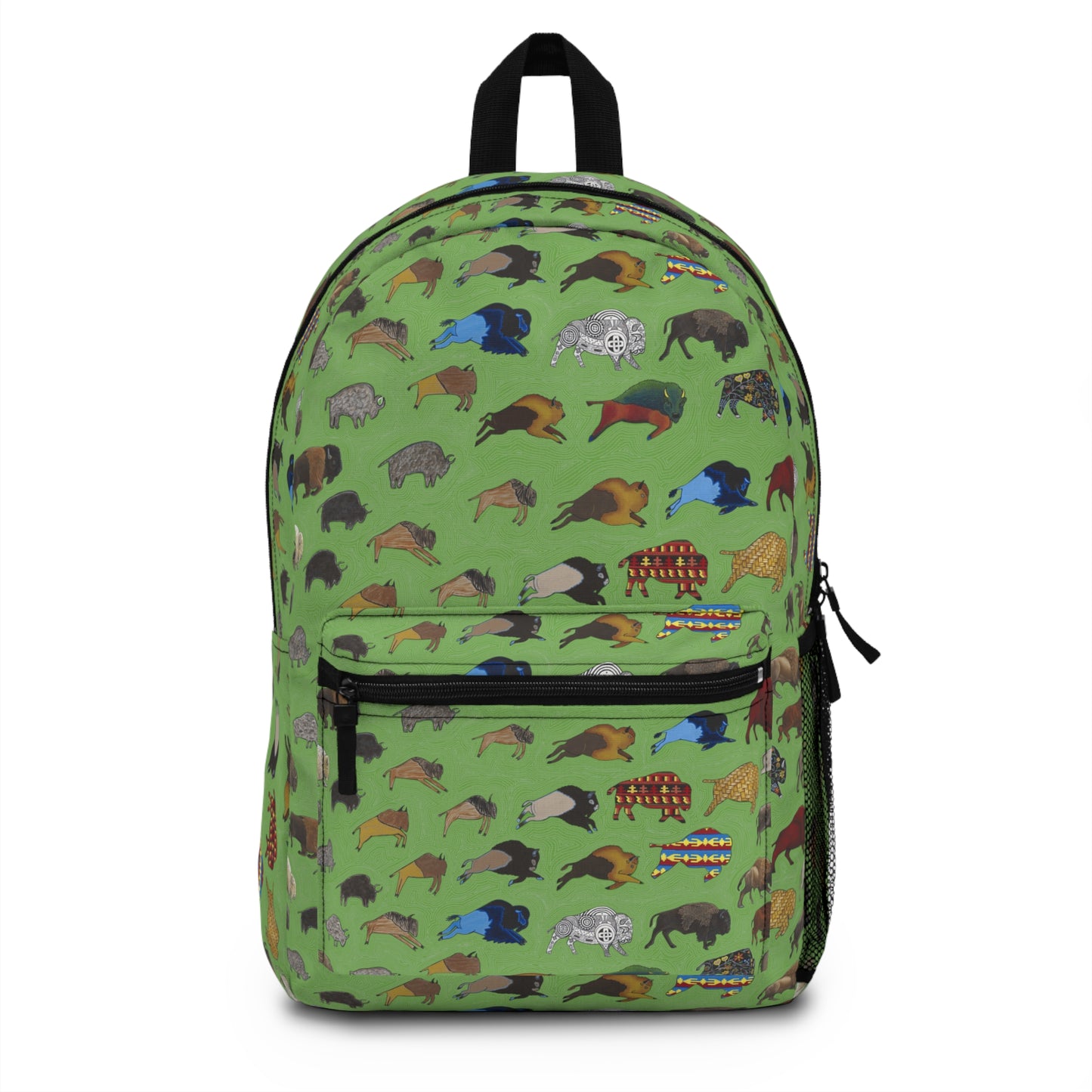 Backpack, Green, Bison Transition, Buffalo, Native American, Back to School, Camping, Hiking, Travel