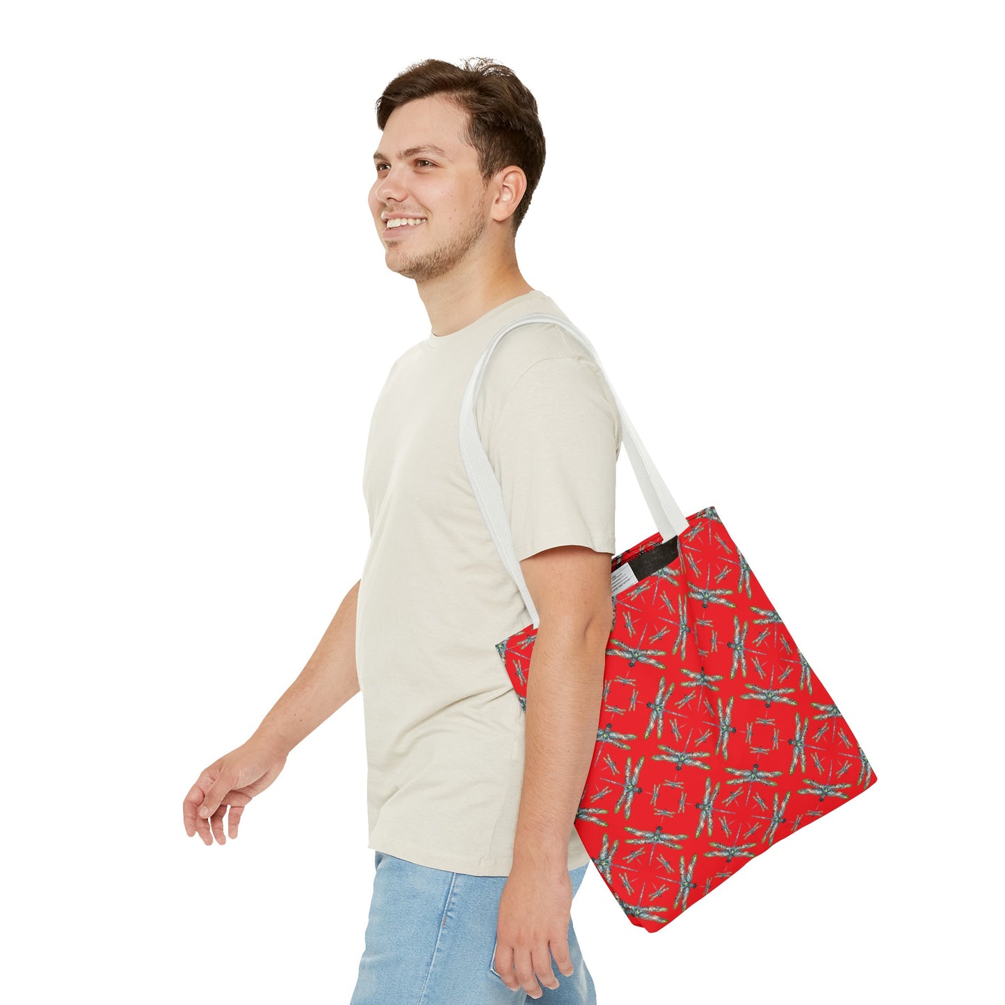 Tote Bag, Dragonfly, Red, Native American Design