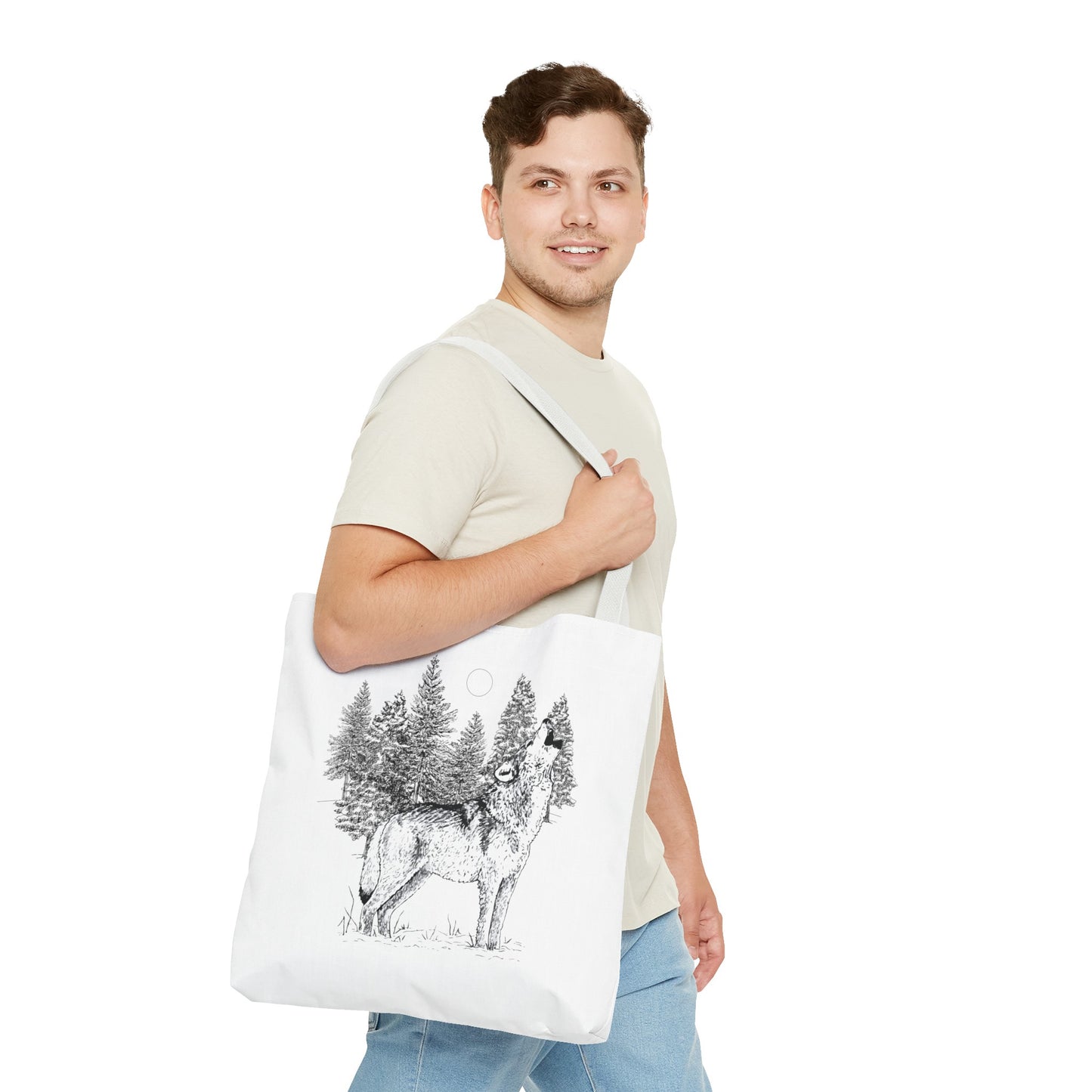 Howling Wolf Tote Bag , Travel tote, Powwow bag, Native American design
