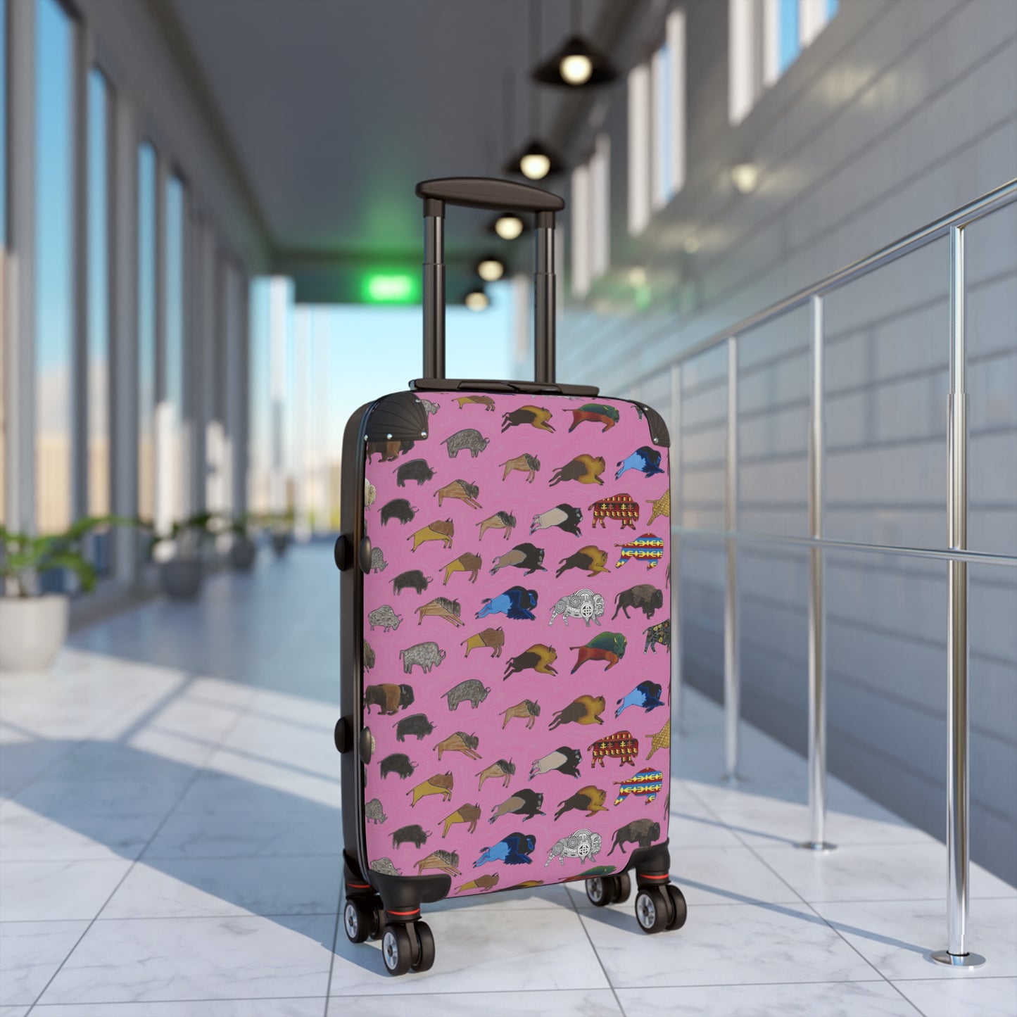 Suitcase, Pink, Bison Transition, Buffalo, Native American, Luggage, Carry On