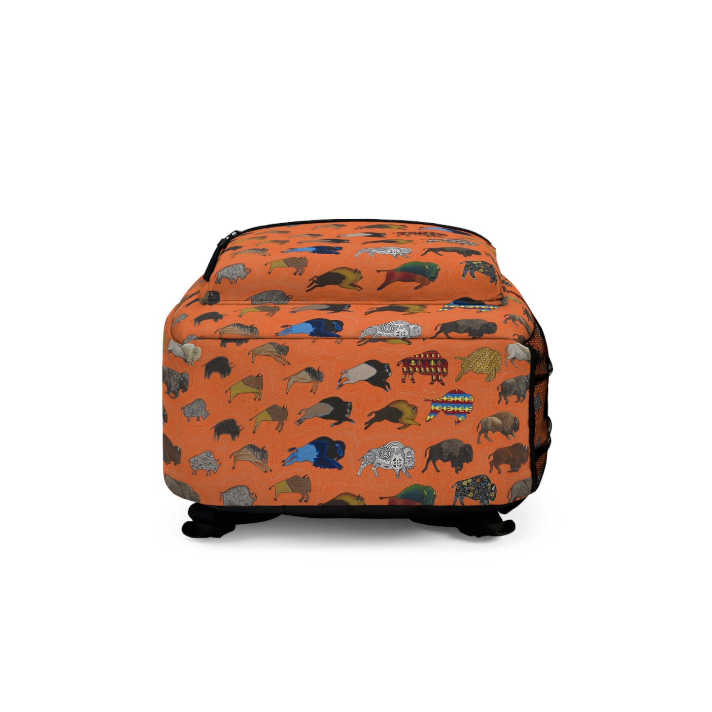 Backpack, Orange, Bison Transition, Buffalo, Native American, Back to School, Camping, Hiking, Travel