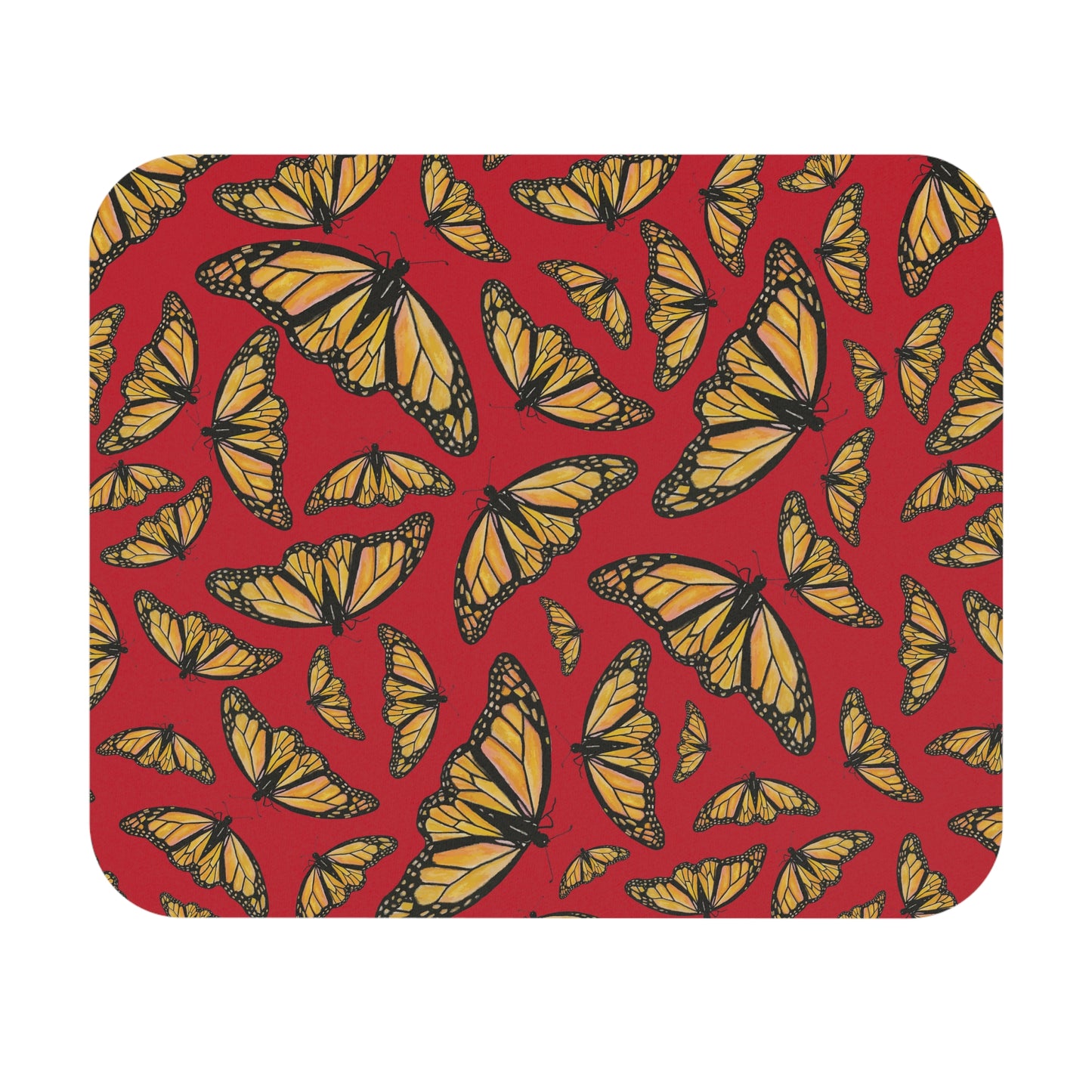 Mouse Pad, Red, Monarch, Butterfly, Kamama
