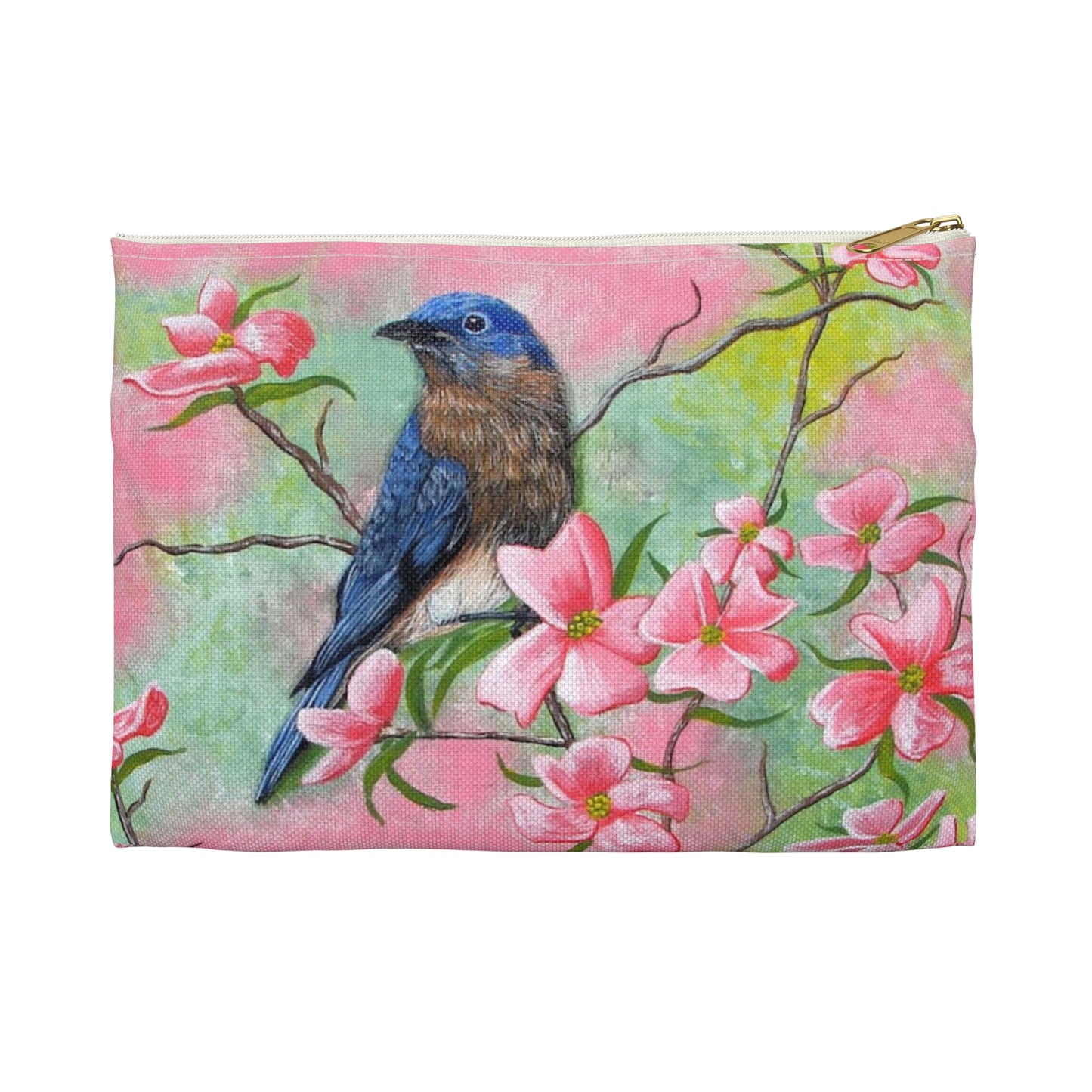 Accessory Pouch, Eastern Bluebird, Dogwood, Pretty In Pink, Wild Bird, Songbird, Oklahoma