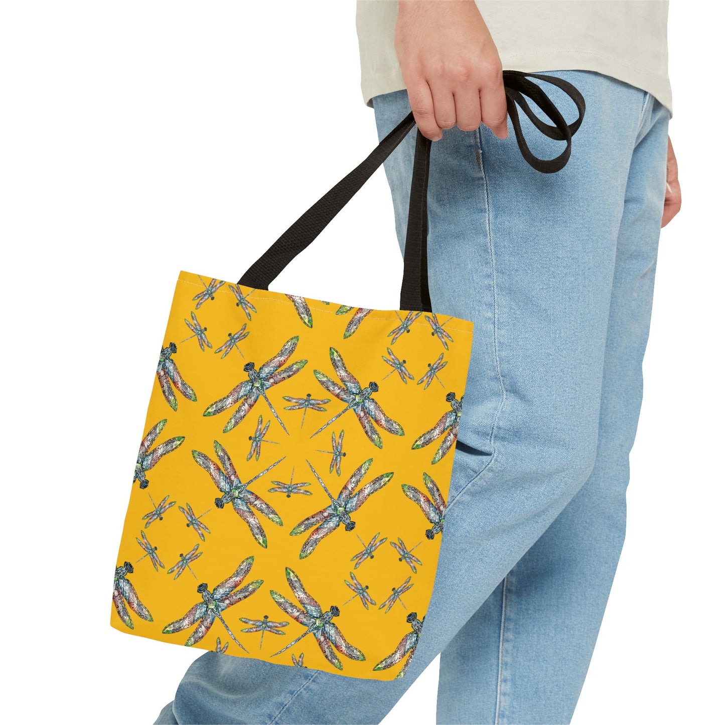 Dragonfly Tote Bag, Yellow, Shoulder bag, Powwow tote, Carry all
