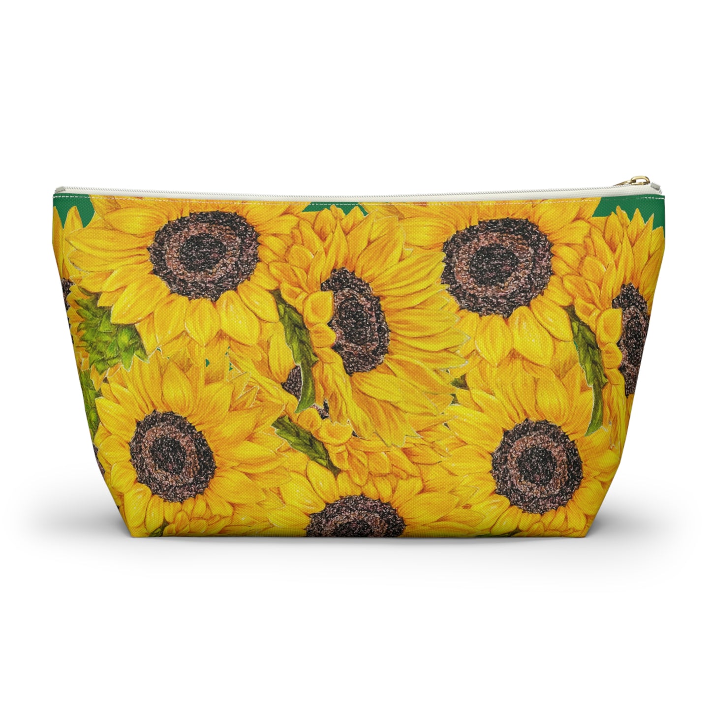 Accessory Pouch w T-bottom, Sunflower Theme, Oklahoma Wildflowers, Yellow Floral, Sunflower Art