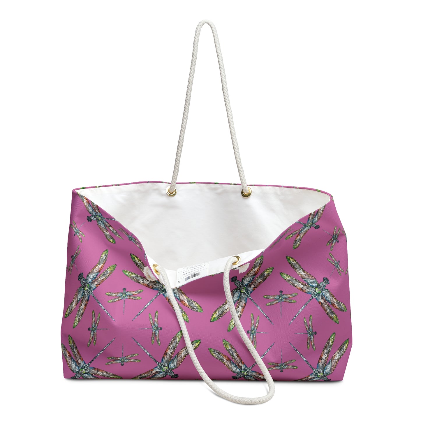 Dragonfly Weekender Bag, Pink, Oversized tote, Beach tote, Powwow bag, Carry all, Native American design